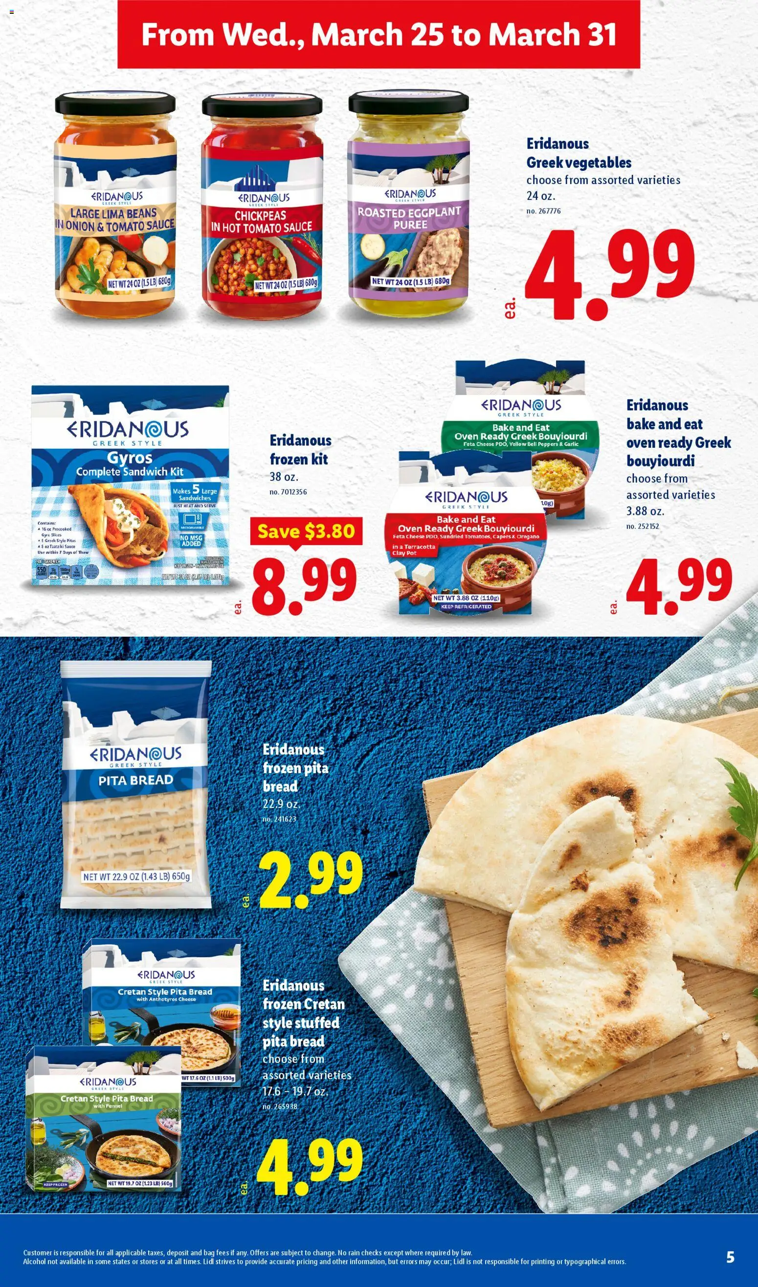 Lidl Weekly Ad - valid from 25.03.2026 | Page: 5 | Products: Chickpeas, Bread, Eggplant, Onion