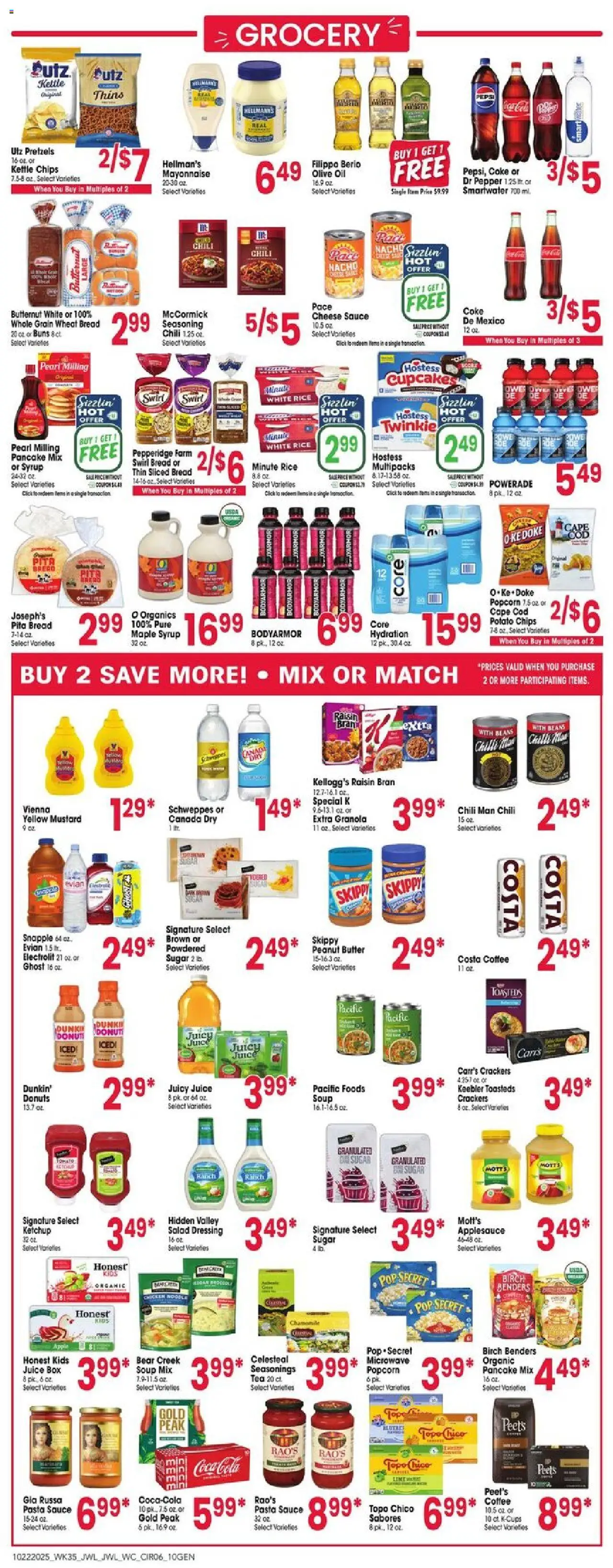 Jewel Osco Weekly Ad - IN - valid from 22.10.2025 | Page: 6 | Products: Oil, Juice, Pasta, Sugar