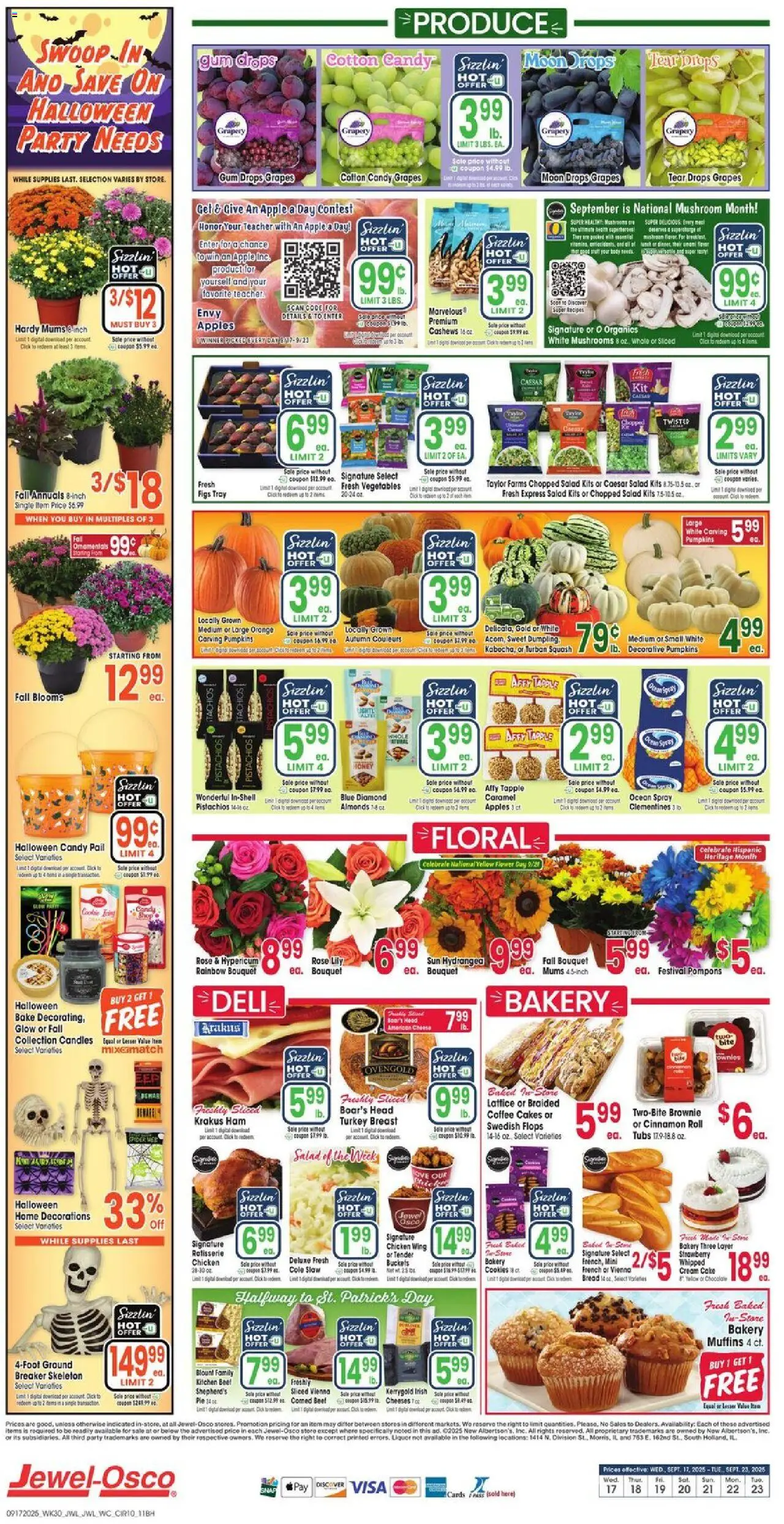 Jewel Osco Weekly Ad - valid from 17.09.2025 | Page: 10 | Products: Squash, Chocolate, Ham, Salad