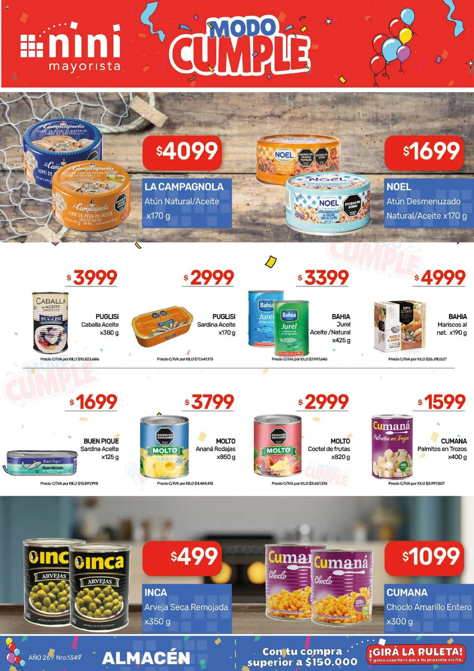 NINI Mayorista Ofertas │ válido desde el 02.03.2026 | Página: 22 | Productos: Arvejas, Atún, Caballa, Palmitos