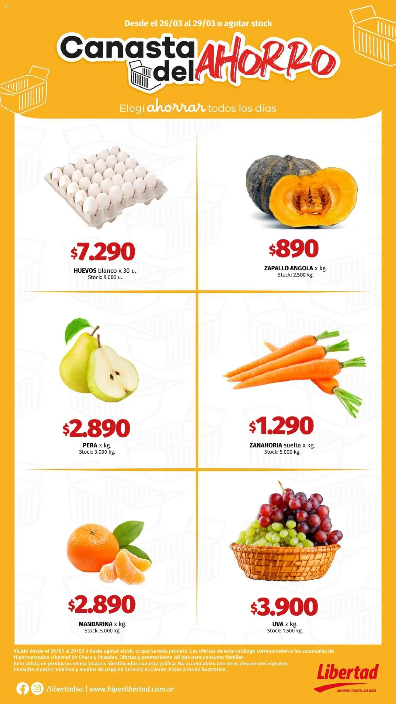 Hipermercado Libertad catálogo │ válido desde el 26.03.2026 | Página: 3 | Productos: Zapallo, Pera, Huevos, Zanahoria