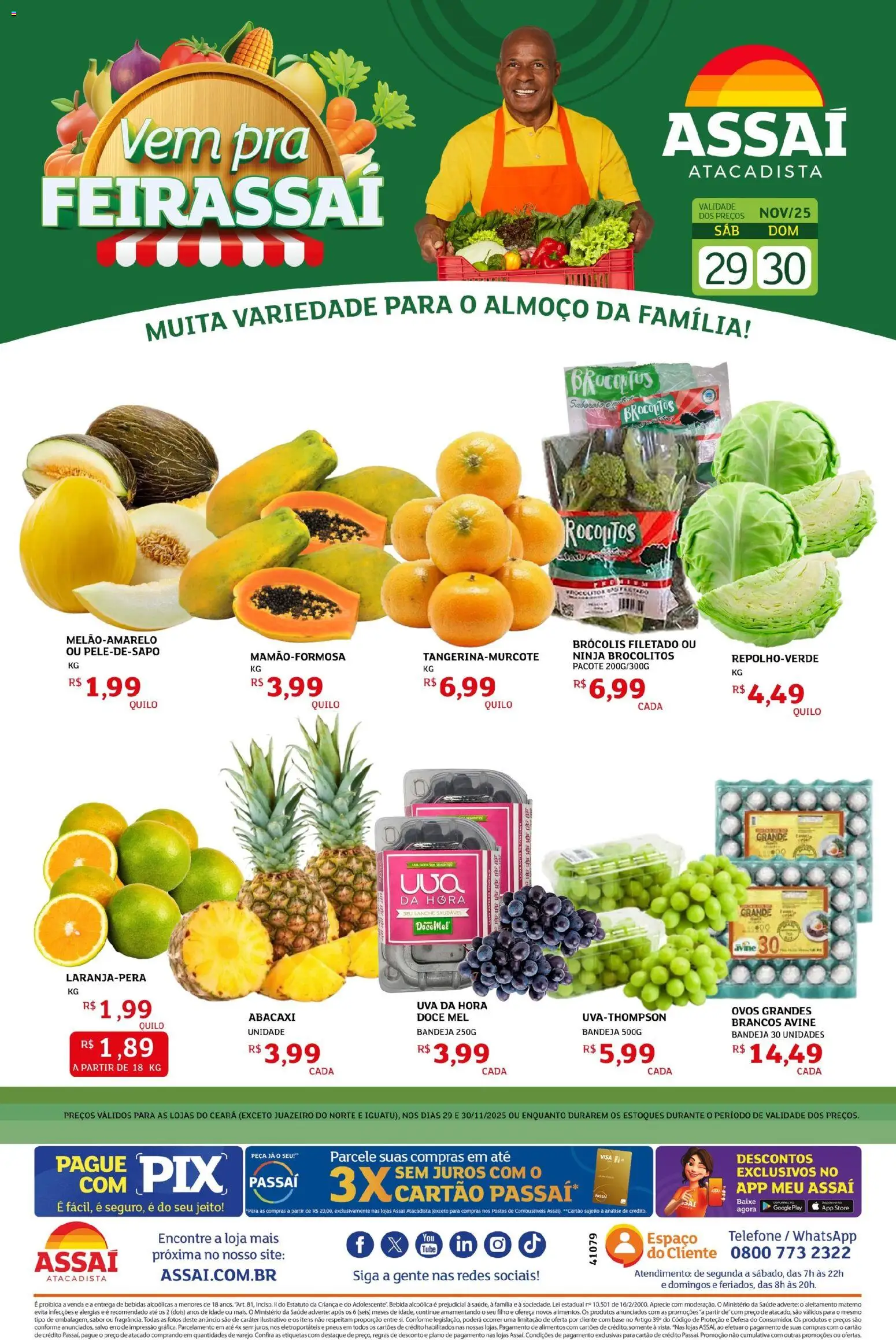 Assaí Atacadista Folheto - válido de 29.11.2025 | Página: 1 | Produtos: Ovos, Pneus, Bandeja, Telefone
