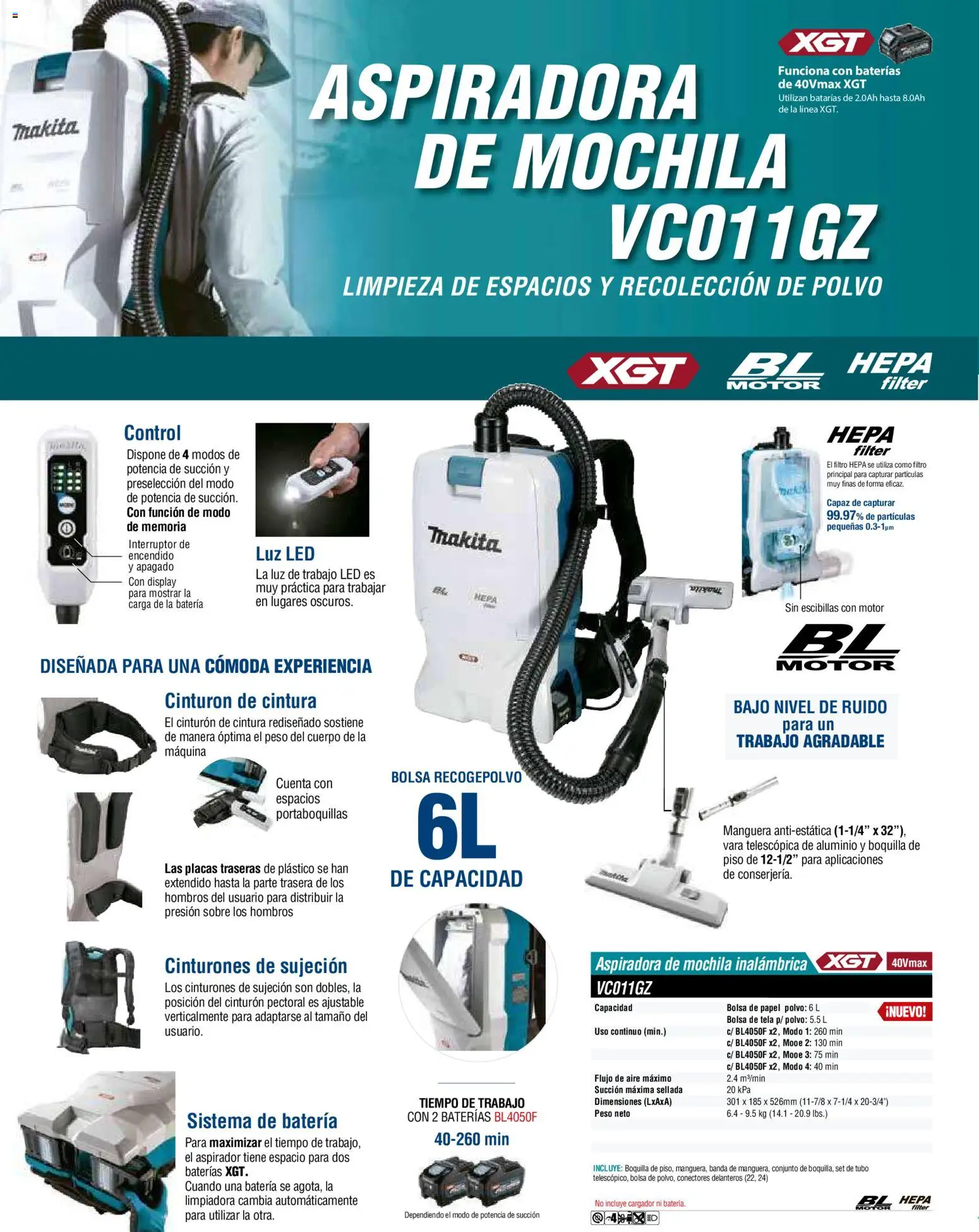 Nuevas ofertas de Makita válidas en toda la República Mexicana desde el 01.12.2025. ¡Encuentra las mejores ofertas en Makita catálogo Aspiradoras! | Página: 14 | Productos: Cinturón, Aspiradora, Batería, Sobre