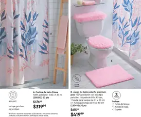 Vista previa de Juego de baño peluche premium pink, 100% poliéster con tela tipo peluche. 1 tapete de 60 x 45 cm, 1 funda para tanque de 31 x 50 cm y 1 funda para tapa de 45 x 40 cm (230445) 35 pts, nuevo folleto de la tienda, válido en México a partir del 02.04.2026 | Página: 93 | Productos: Funda, Repelente, Tapete, Sobre