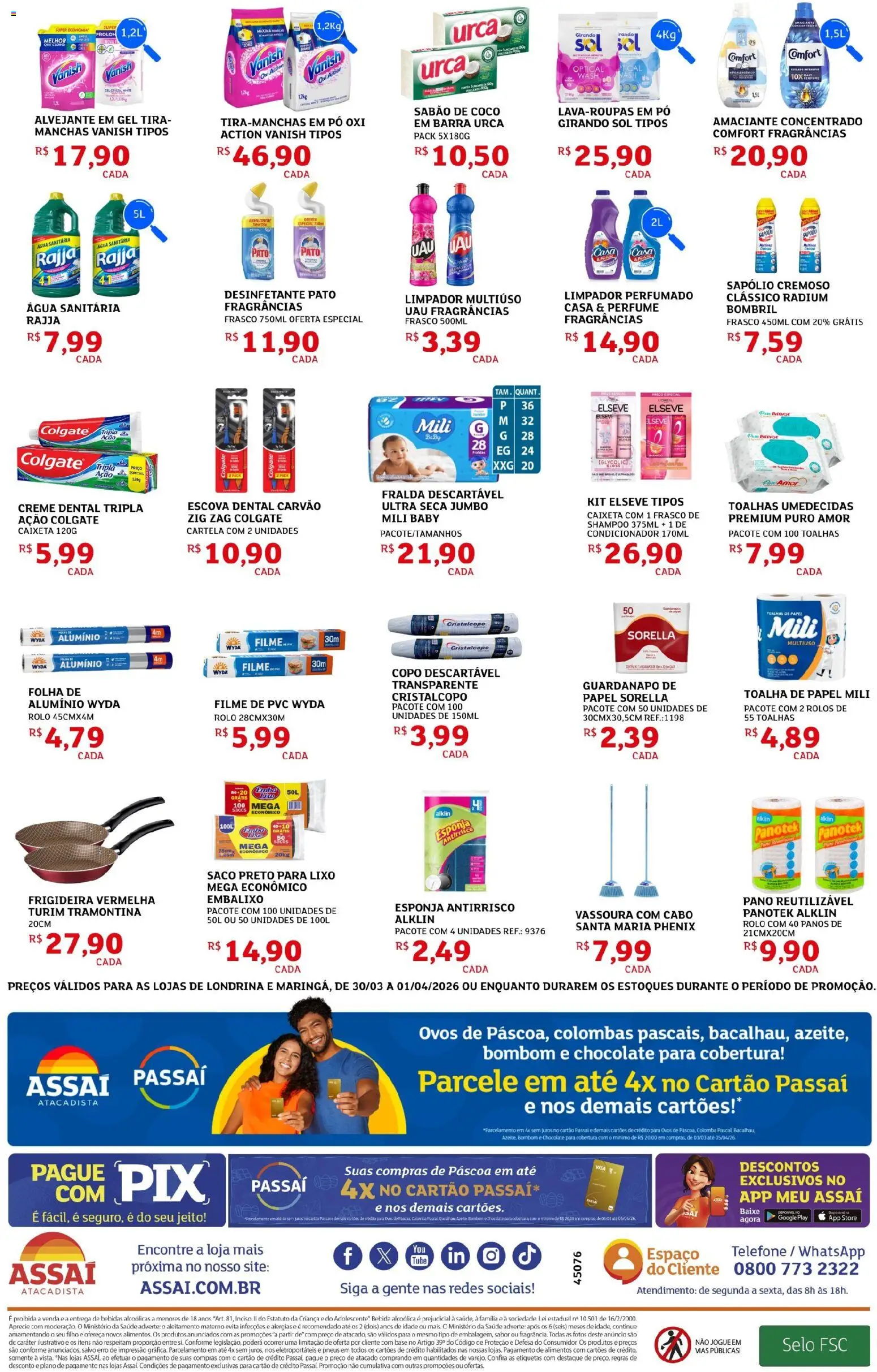 Assaí Atacadista Folheto - válido de 30.03.2026 | Página: 4 | Produtos: Rolo, Sabão, Ovos, Creme