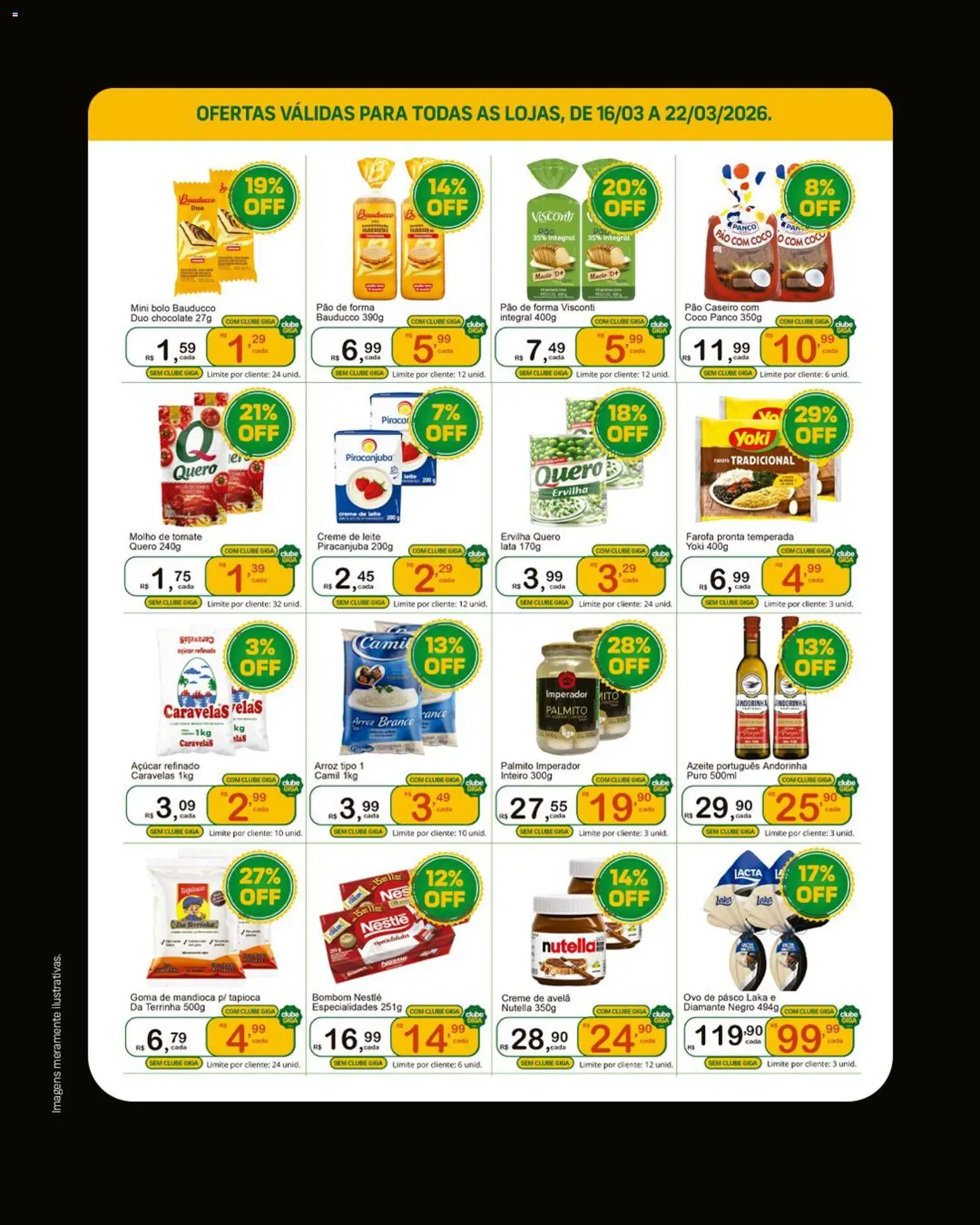 GIGA Atacado Folheto - válido de 16.03.2026 | Página: 3 | Produtos: Palmito, Leite, Chocolate, Creme de leite