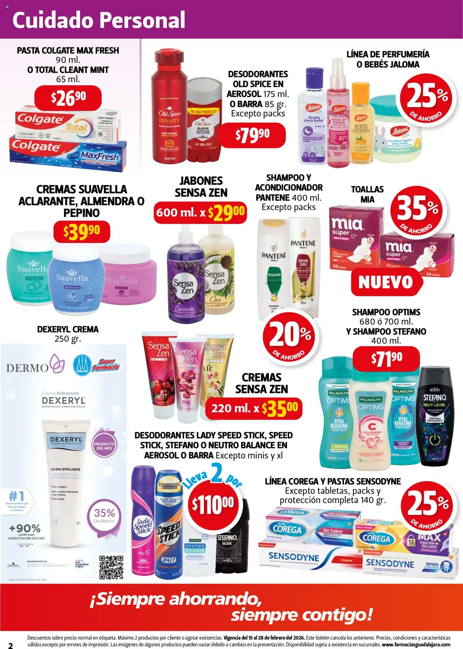 Nuevas ofertas de Farmacia Guadalajara válidas en toda la República Mexicana desde el 15.02.2026. ¡Encuentra las mejores ofertas en Farmacia Guadalajara catálogo! | Página: 2 | Productos: Crema, Agua, Pasta, Acondicionador