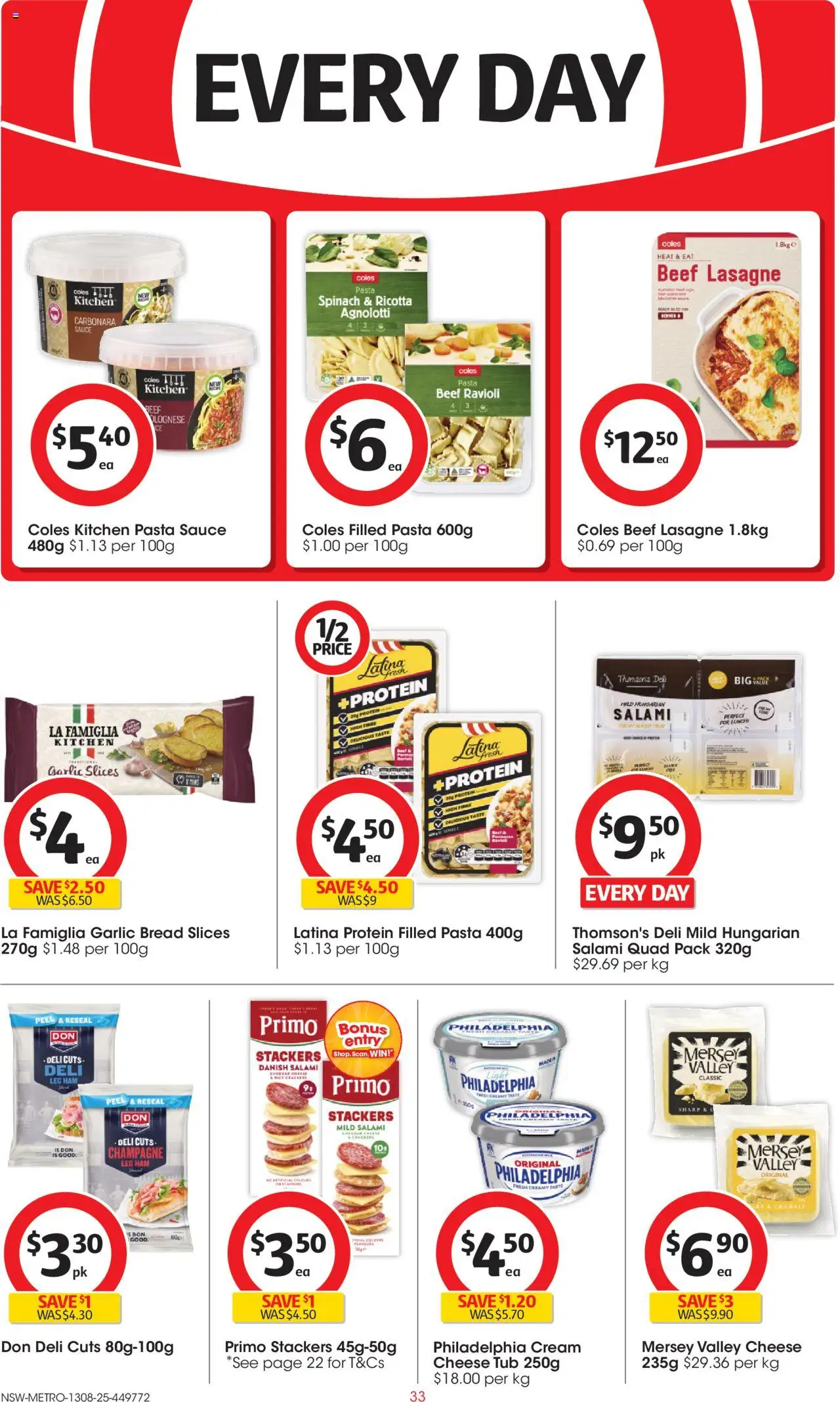 Coles catalogue - valid from 13.08.2025 | Page: 33 | Products: Bread, Pasta, Sauce, Garlic