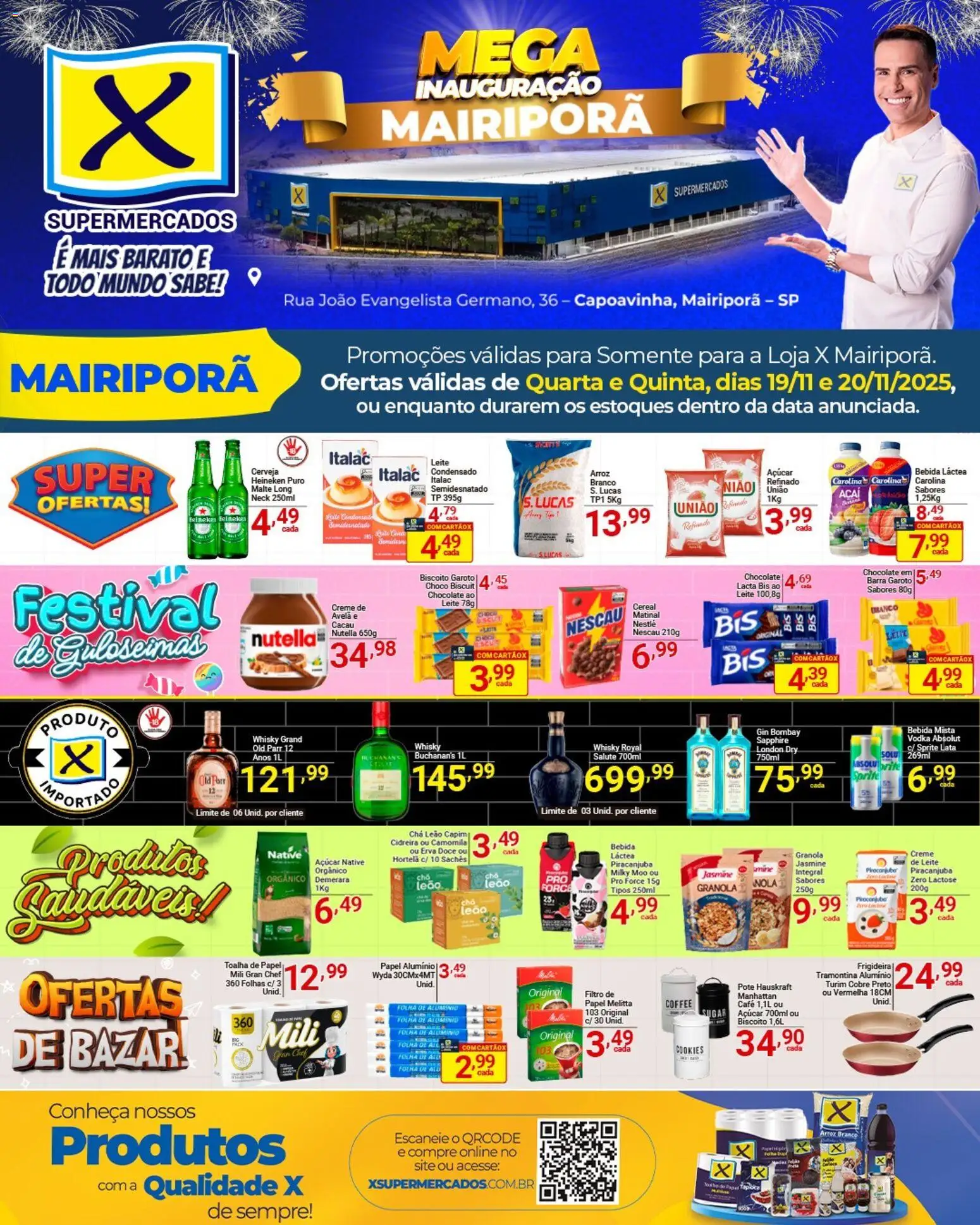 X Supermercados Folheto - válido de 19.11.2025 | Página: 5 | Produtos: Leite, Café, Chá, Gin