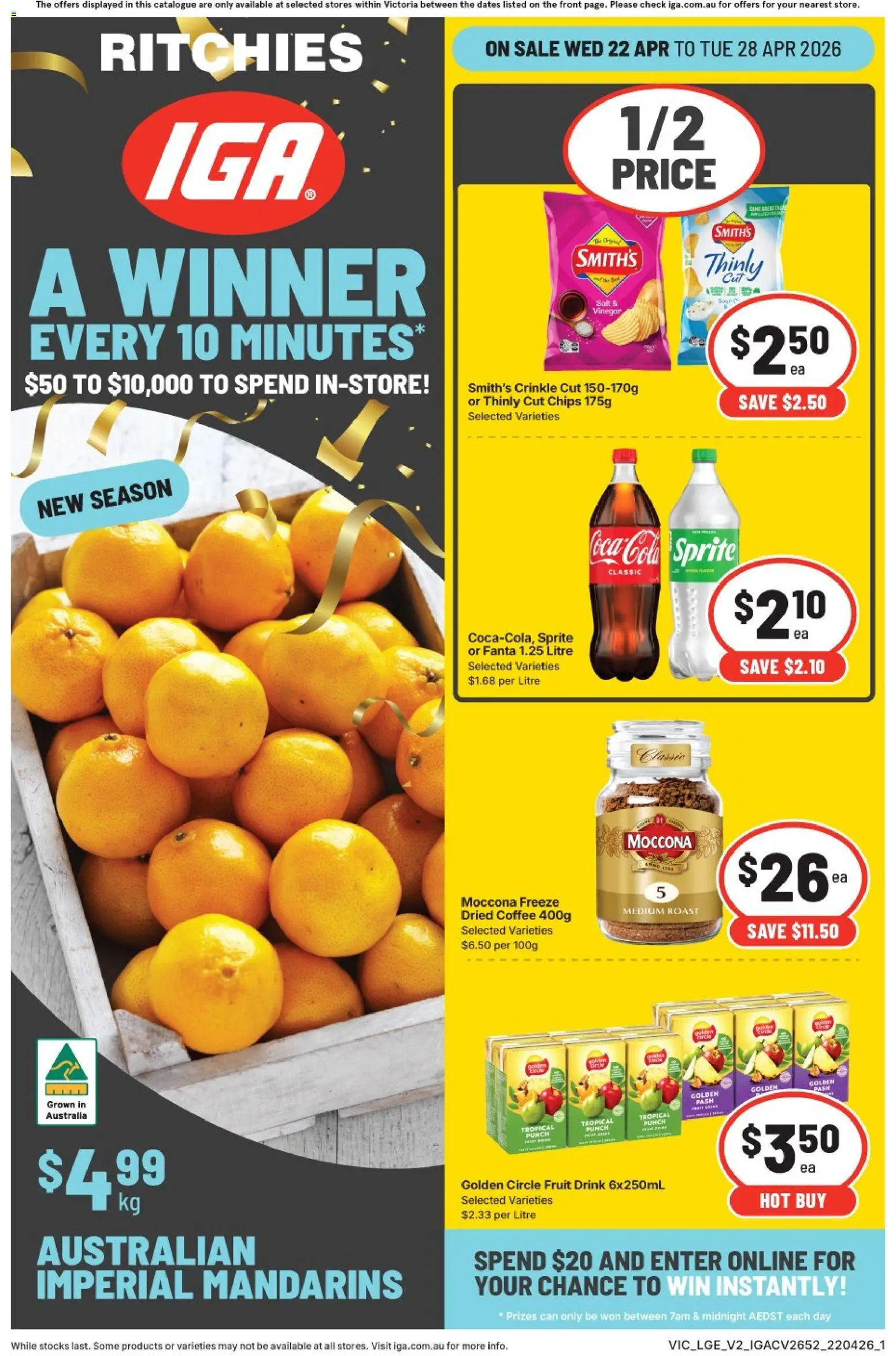 Ritchies catalogue - valid from 22.04.2026 | Page: 1 | Products: Coffee, Chips, Mandarins, Moccona