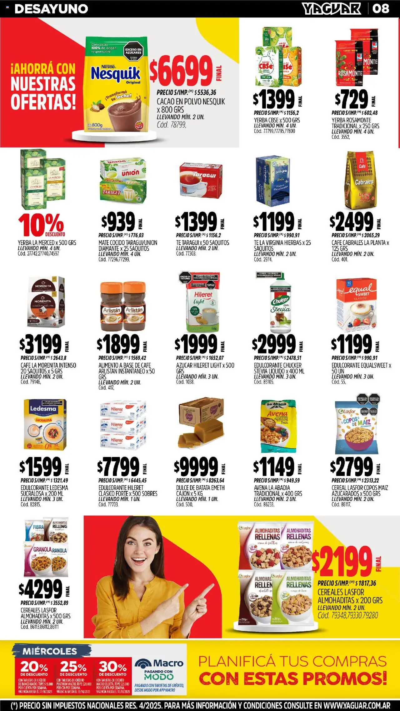 Yaguar - Bahía Blanca │ válido desde el 20.10.2025 | Página: 7 | Productos: Azucar, Avena, Té, Cereales