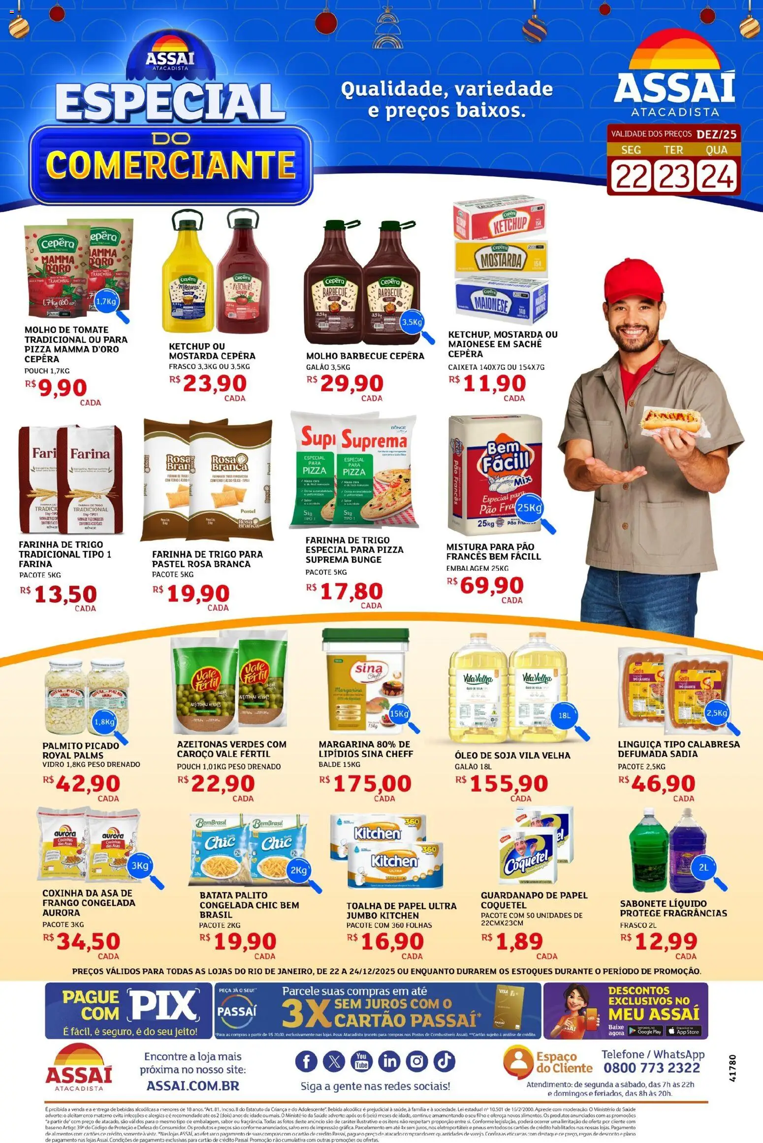 Assaí Atacadista Folheto - válido de 22.12.2025 | Página: 1 | Produtos: Molho de tomate, Soja, Sabonete líquido, Pão francês