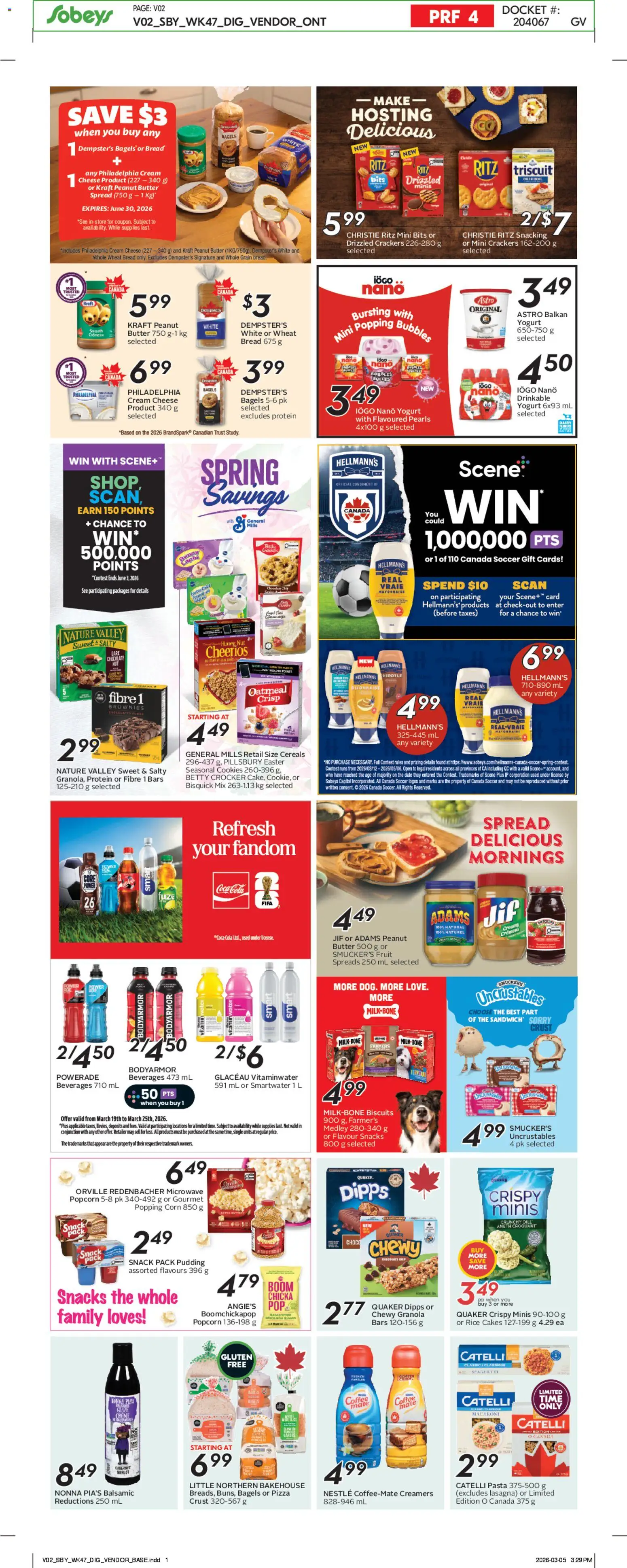 Sobeys flyer valid from 19.03.2026 | Page: 22 | Products: Cream, Cookies, Yogurt, Pizza
