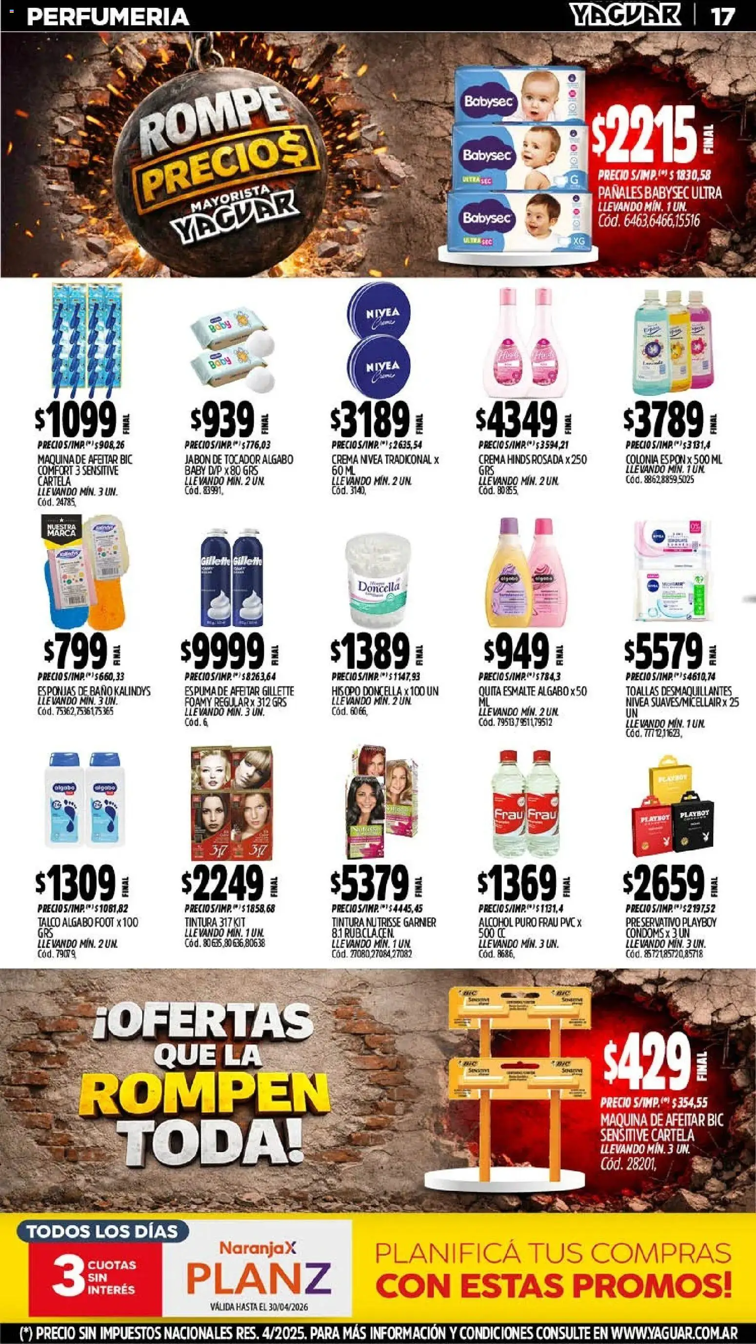 Yaguar - Oferta Semanal Misiones │ válido desde el 13.04.2026 | Página: 17 | Productos: Tintura, Jabón, Pañales, Crema