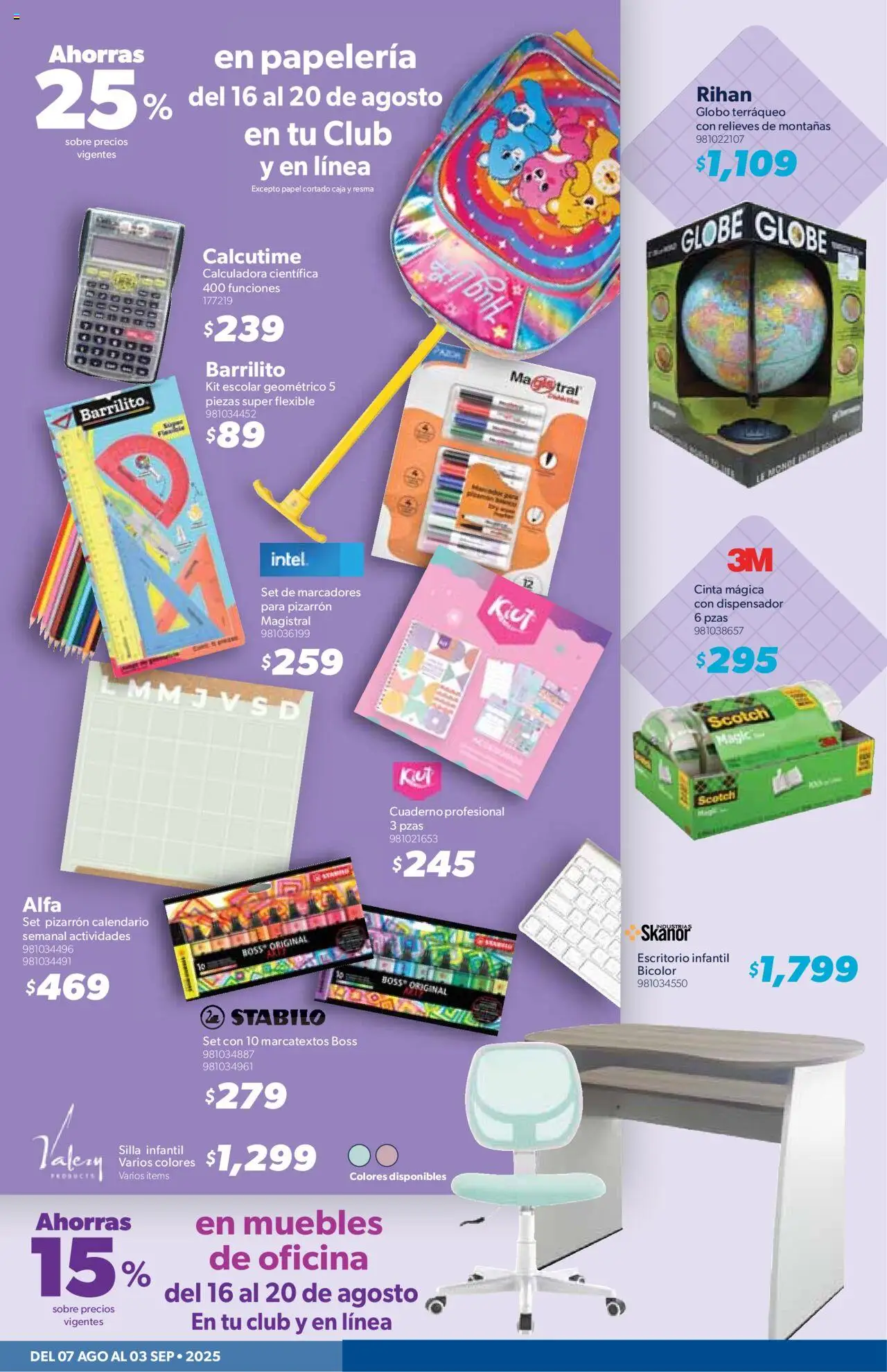 Nuevas ofertas de Sam's Club válidas en toda la República Mexicana desde el 07.08.2025. ¡Encuentra las mejores ofertas en Sam's Club - Catálogo Productos Especiales! | Página: 3 | Productos: Silla, Cinta, Flexible, Escritorio