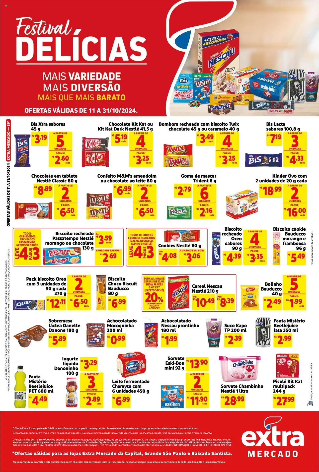 Extra Folheto - válido de 11.10.2025 | Página: 1 | Produtos: Chocolate, Cereais, Cookies, Biscoito recheado