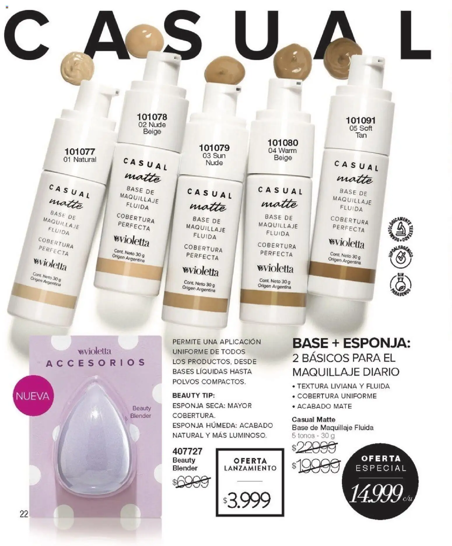 Violetta catálogo │ válido desde el 01.01.2026 | Página: 22 | Productos: Mate, Base de maquillaje, Maquillaje, Esponja