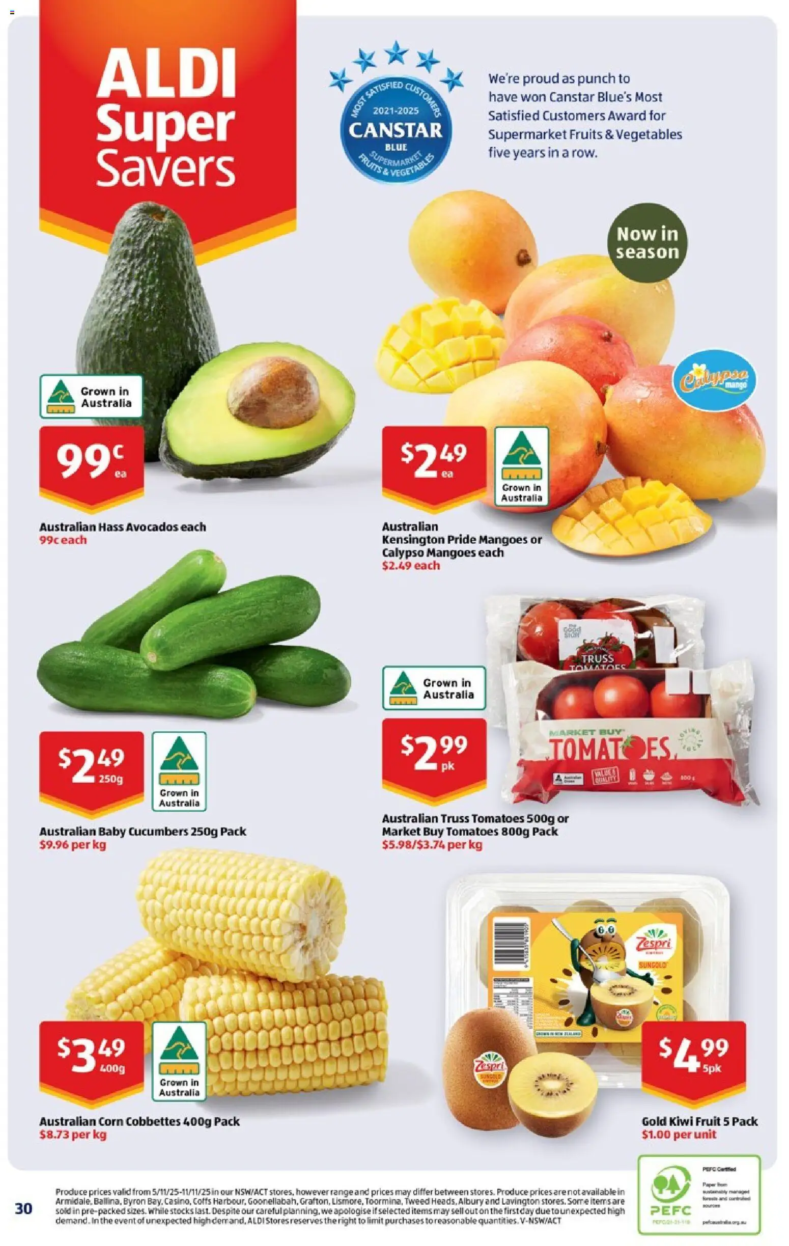 Aldi catalogue - valid from 12.11.2025 | Page: 30 | Products: Tomatoes, Cucumbers, Vegetables, Fruits