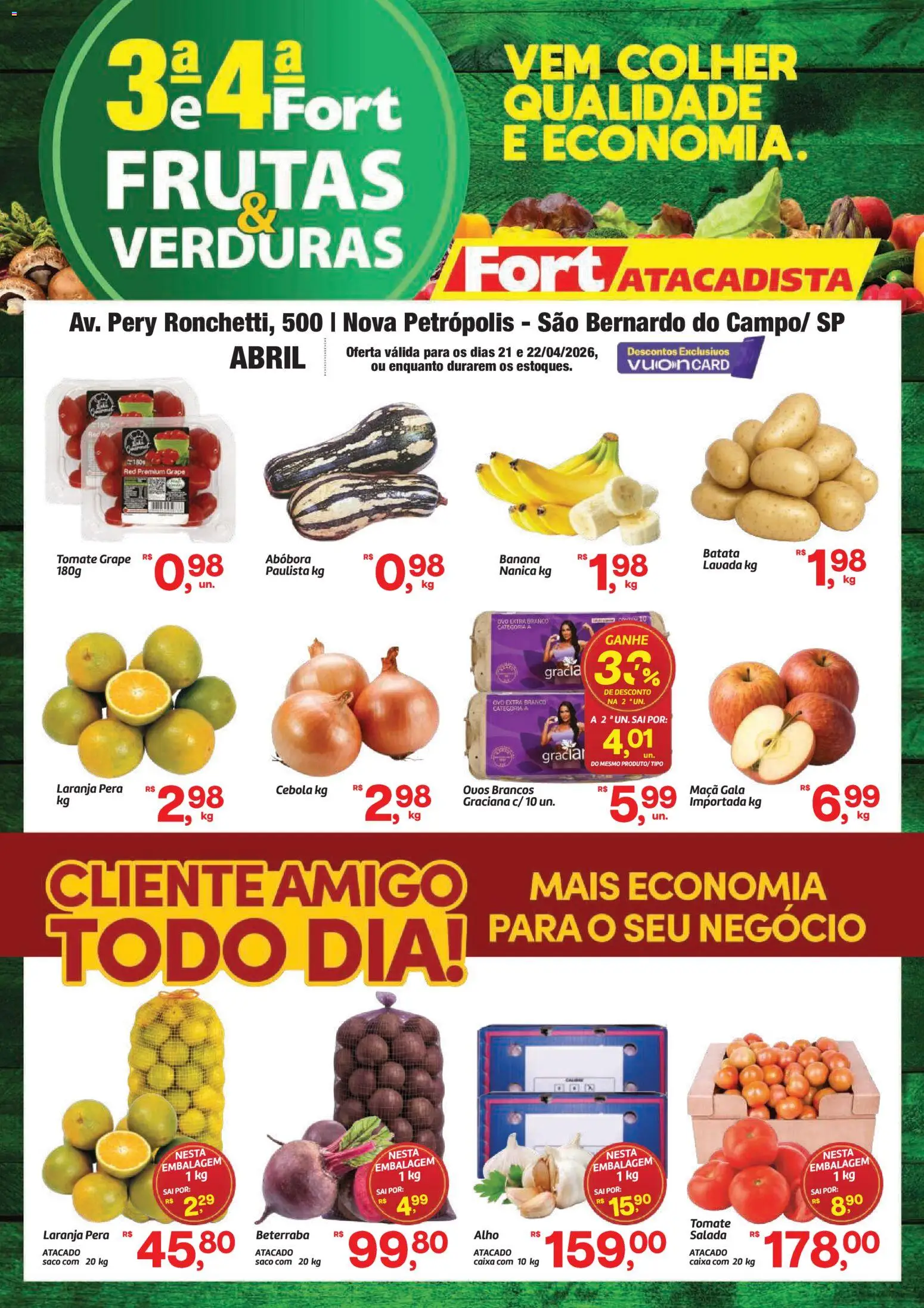 Fort Atacadista Folheto - válido de 21.04.2026 | Página: 1 | Produtos: Pera, Cebola, Salada, Câmera