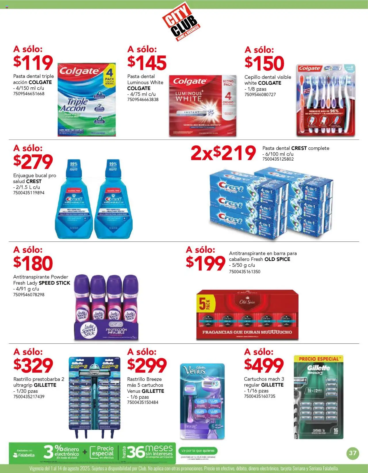Nuevas ofertas de City Club válidas en toda la República Mexicana desde el 01.08.2025. ¡Encuentra las mejores ofertas en City Club - Catálogo! | Página: 37 | Productos: Antitranspirante, Pasta dental, Enjuague bucal, Pasta