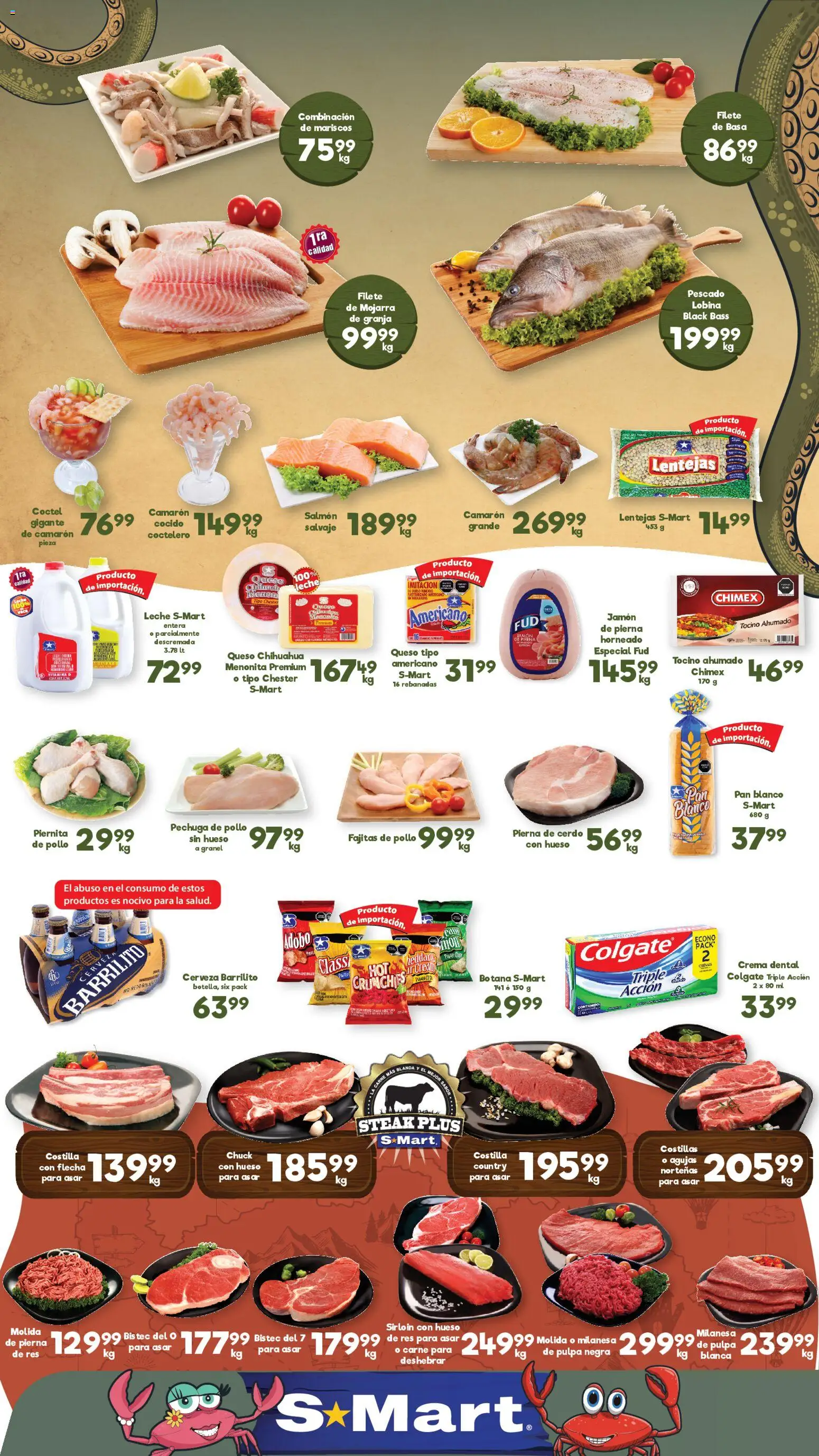 Nuevas ofertas de S-Mart válidas en toda la República Mexicana desde el 27.03.2026. ¡Encuentra las mejores ofertas en S-Mart folleto Monterrey! | Página: 1 | Productos: Milanesa, Tocino, Leche, Cerveza