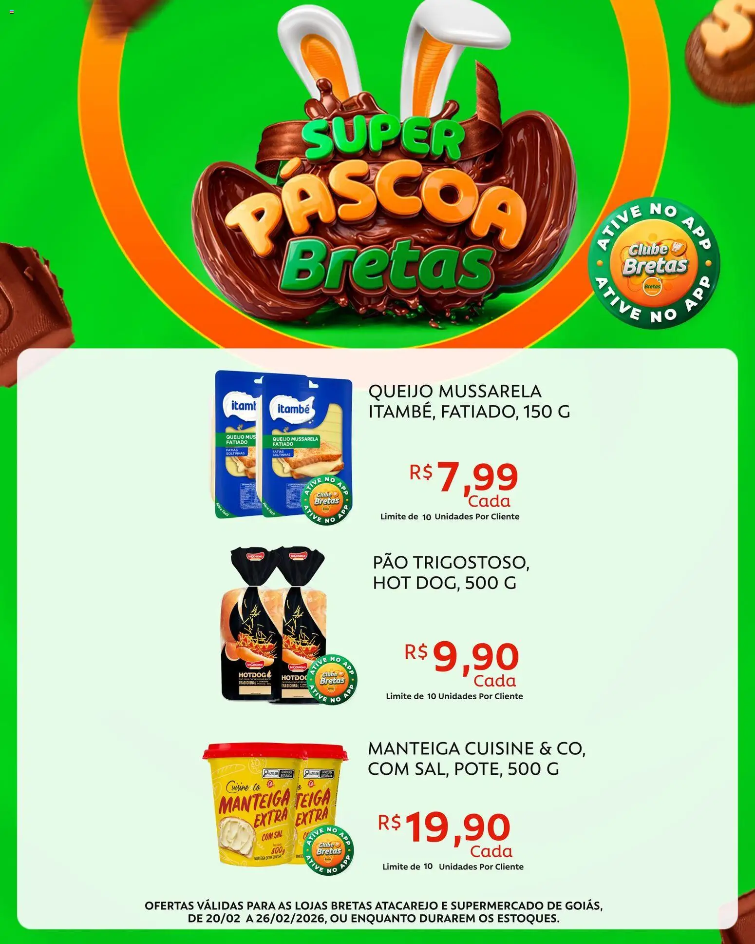 Bretas Folheto - válido de 20.02.2026 | Página: 3 | Produtos: Manteiga, Pão, Sal, Mussarela