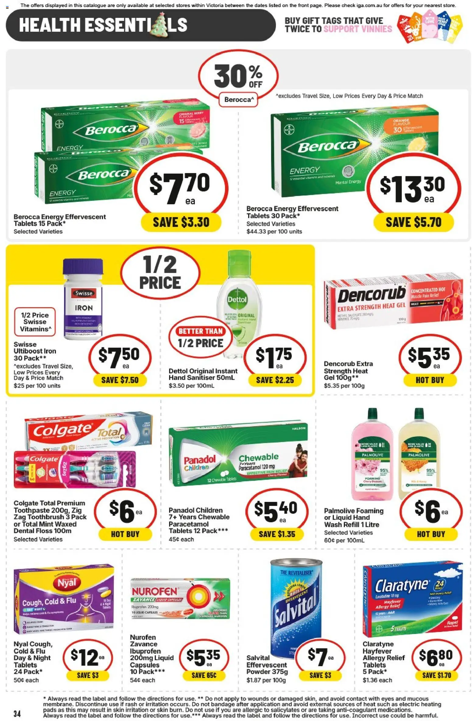 IGA catalogue - valid from 12.11.2025 | Page: 34 | Products: Hand sanitiser, Iron, Hand wash, Allergy