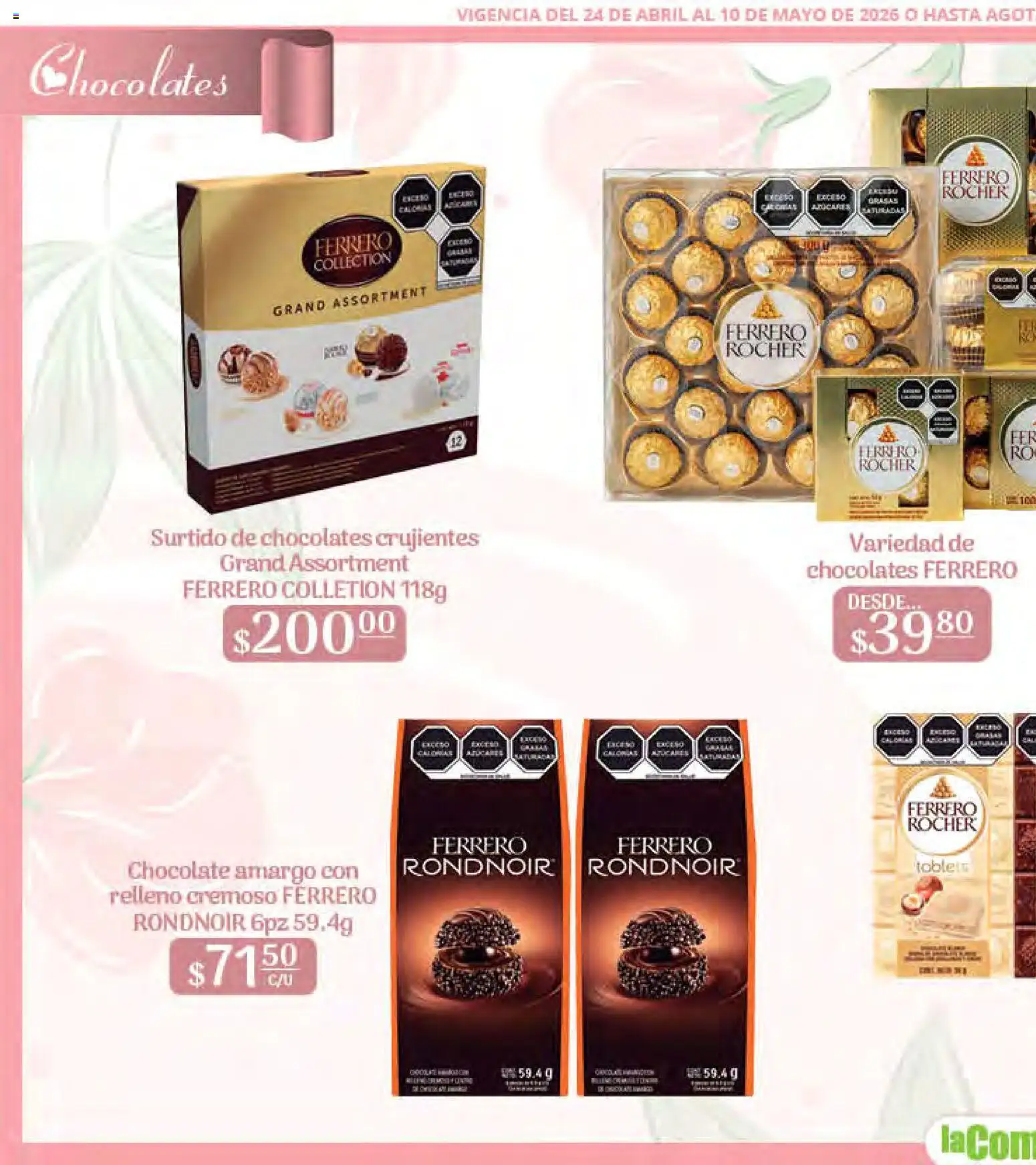 Nuevas ofertas de La Comer válidas en toda la República Mexicana desde el 24.04.2026. ¡Encuentra las mejores ofertas en La Comer folleto Mamá es lo más importante! | Página: 12 | Productos: Chocolate