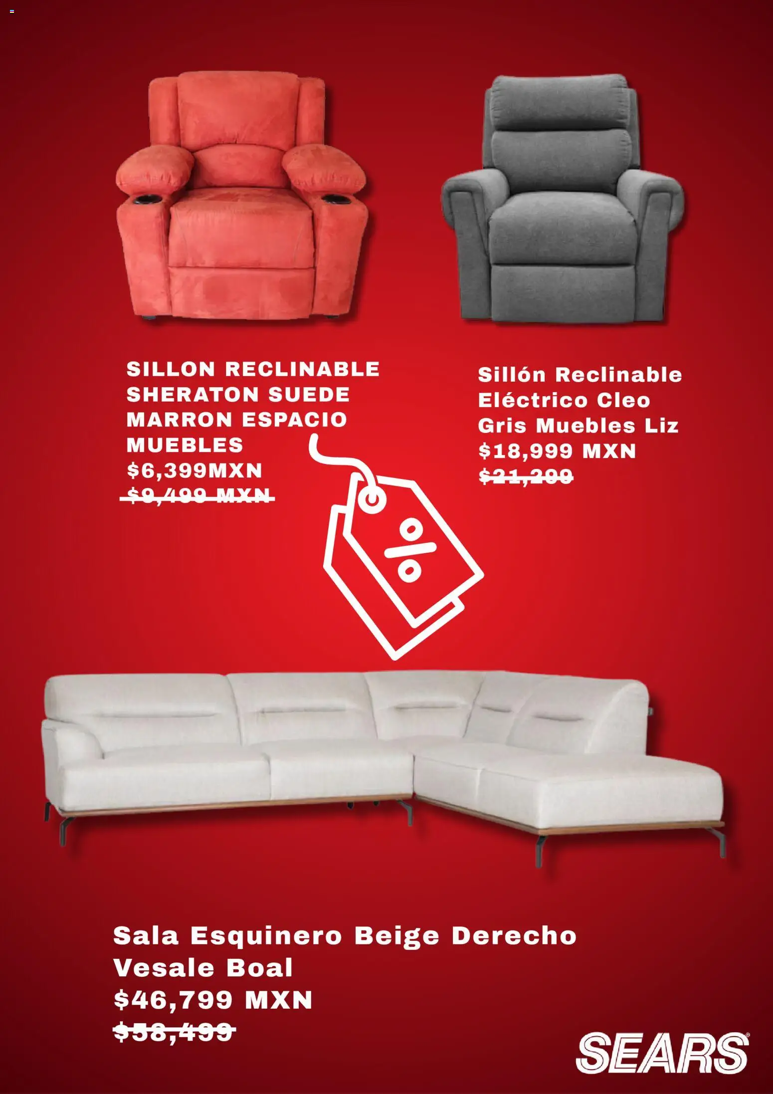 Nuevas ofertas de Sears válidas en toda la República Mexicana desde el 13.11.2025. ¡Encuentra las mejores ofertas en Sears Buen Fin! | Página: 4 | Productos: Sillón