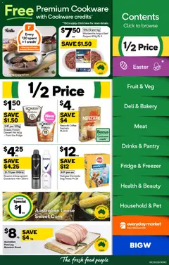 Preview of Woolworths catalogue  - valid from 25.03.2026 | Page: 2 | Products: Pork, Beef, Nescafe, Fridge