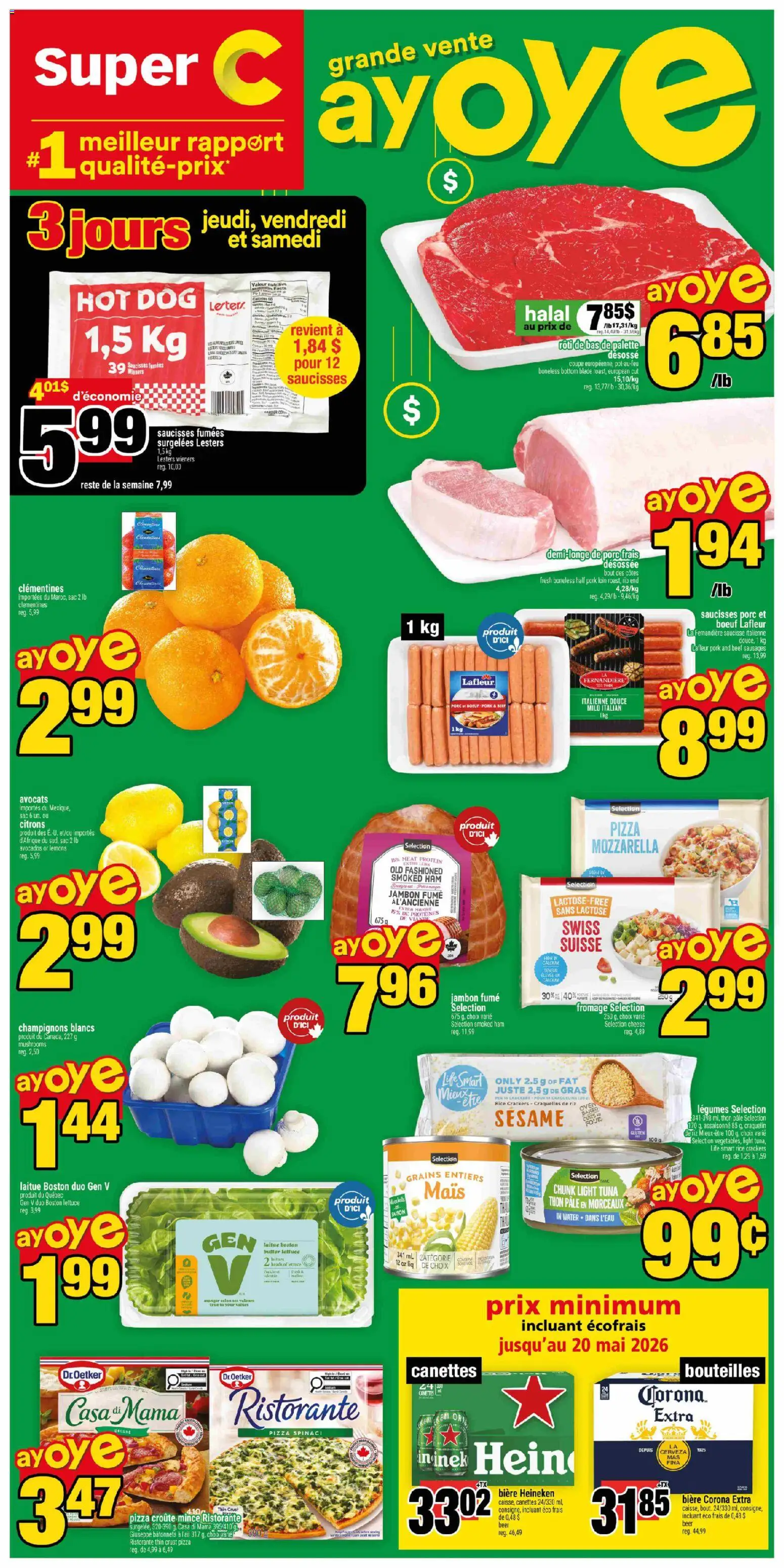 Super C flyer valid from 23.04.2026 | Page: 1 | Products: Rice, Cheese, Ham, Pizza