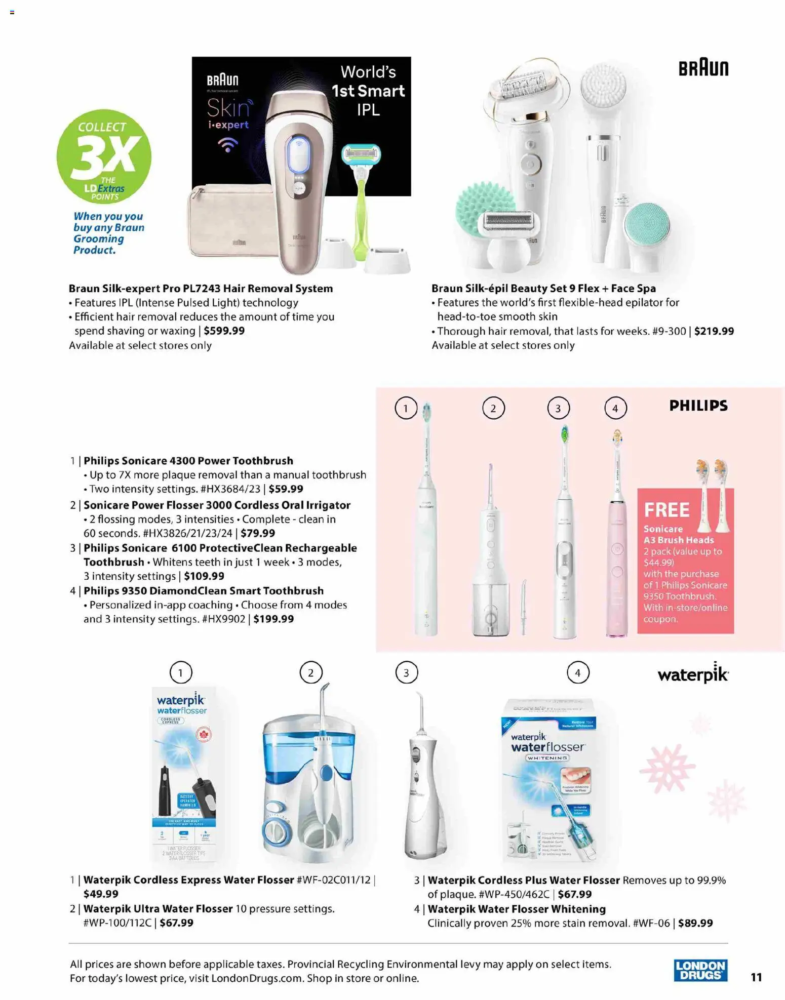 London Drugs flyer valid from 12.11.2025 | Page: 11 | Products: Epilator, Brush, Battery
