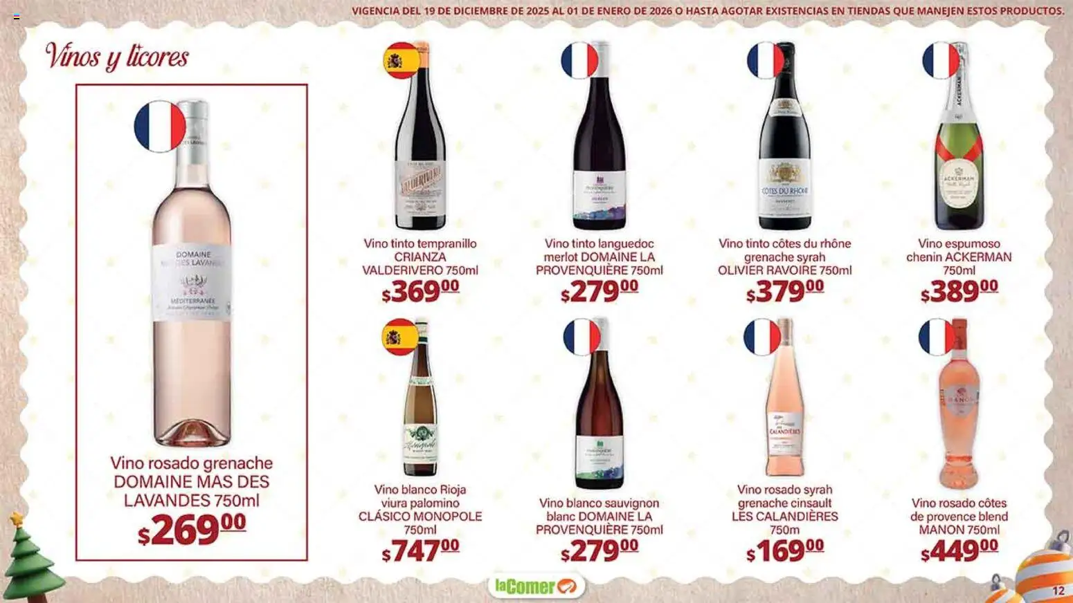 Nuevas ofertas de La Comer válidas en toda la República Mexicana desde el 19.12.2025. ¡Encuentra las mejores ofertas en La Comer folleto Navidad! | Página: 12 | Productos: Vino