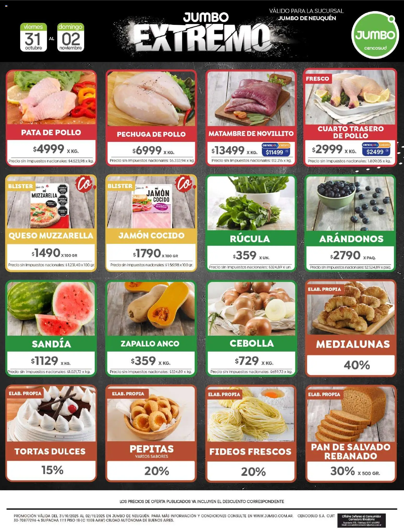 Jumbo - Ofertas Extremo | Neuquén │ válido desde el 31.10.2025 | Página: 7 | Productos: Teléfono, Zapallo, Muzzarella, Fideos