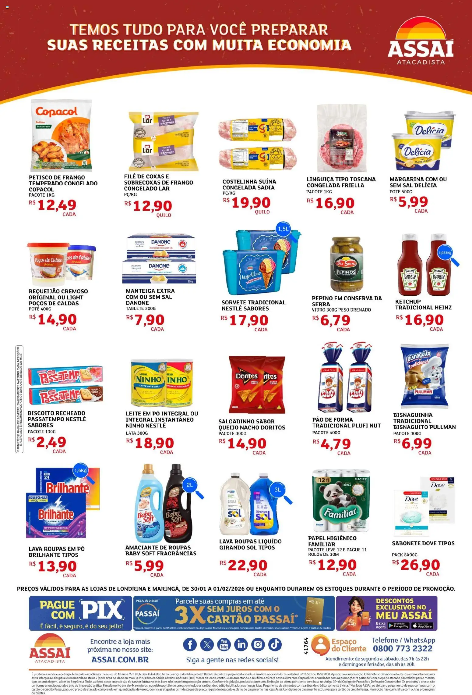 Assaí Atacadista Folheto - válido de 30.01.2026 | Página: 2 | Produtos: Pneus, Telefone, Requeijão, Papel higiênico
