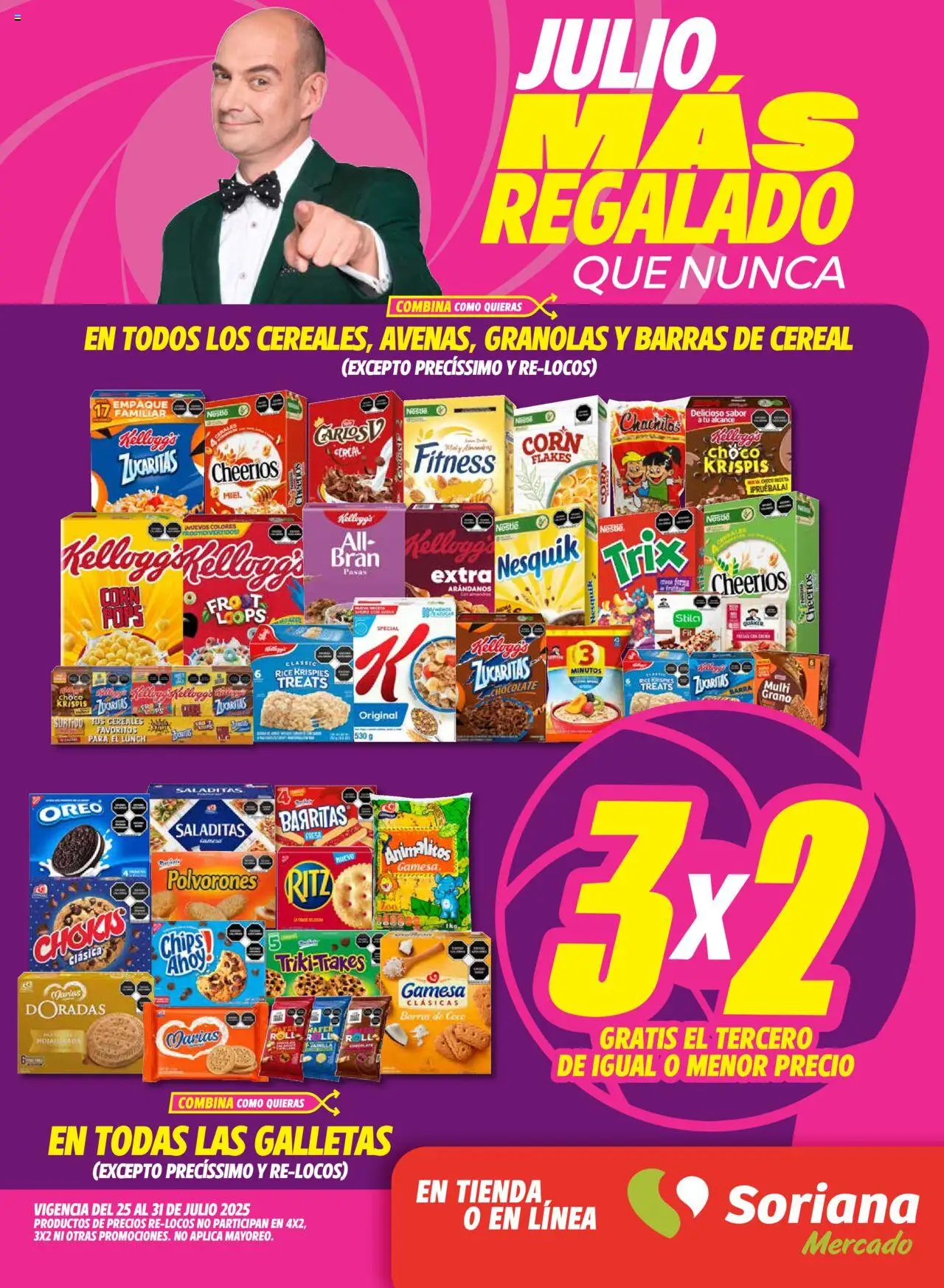 Nuevas ofertas de Soriana válidas en toda la República Mexicana desde el 25.07.2025. ¡Encuentra las mejores ofertas en Soriana - Julio Regalado Mercado Nacional! | Página: 1 | Productos: Chocolate, Arándanos, Galletas, Barra