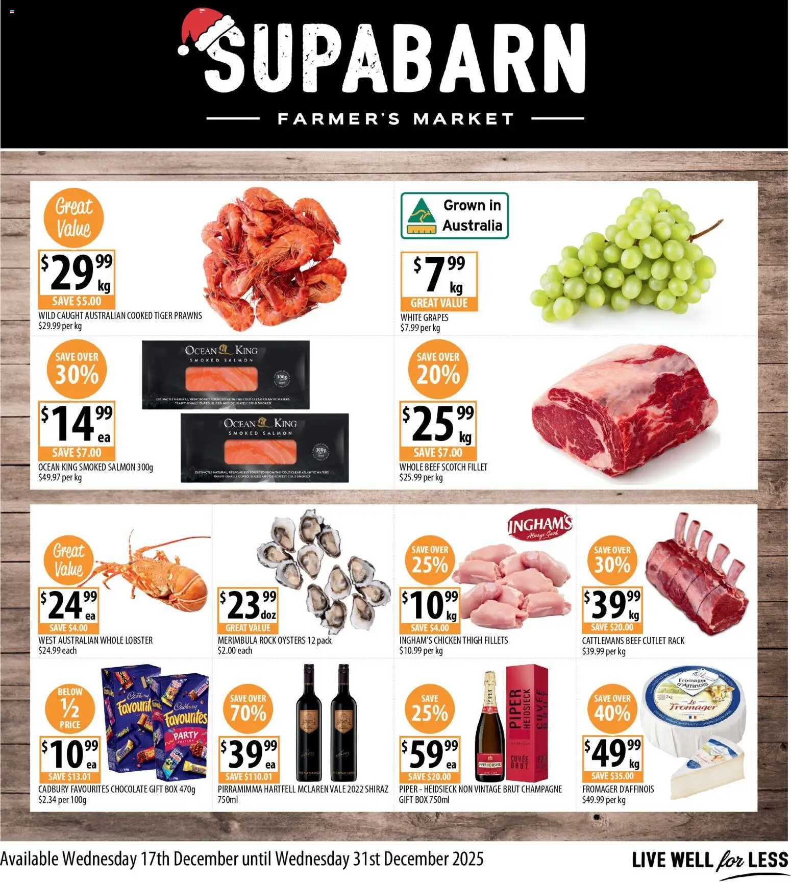 Supabarn catalogue - valid from 17.12.2025 | Page: 1 | Products: Chocolate, Lobster, Prawns, Grapes
