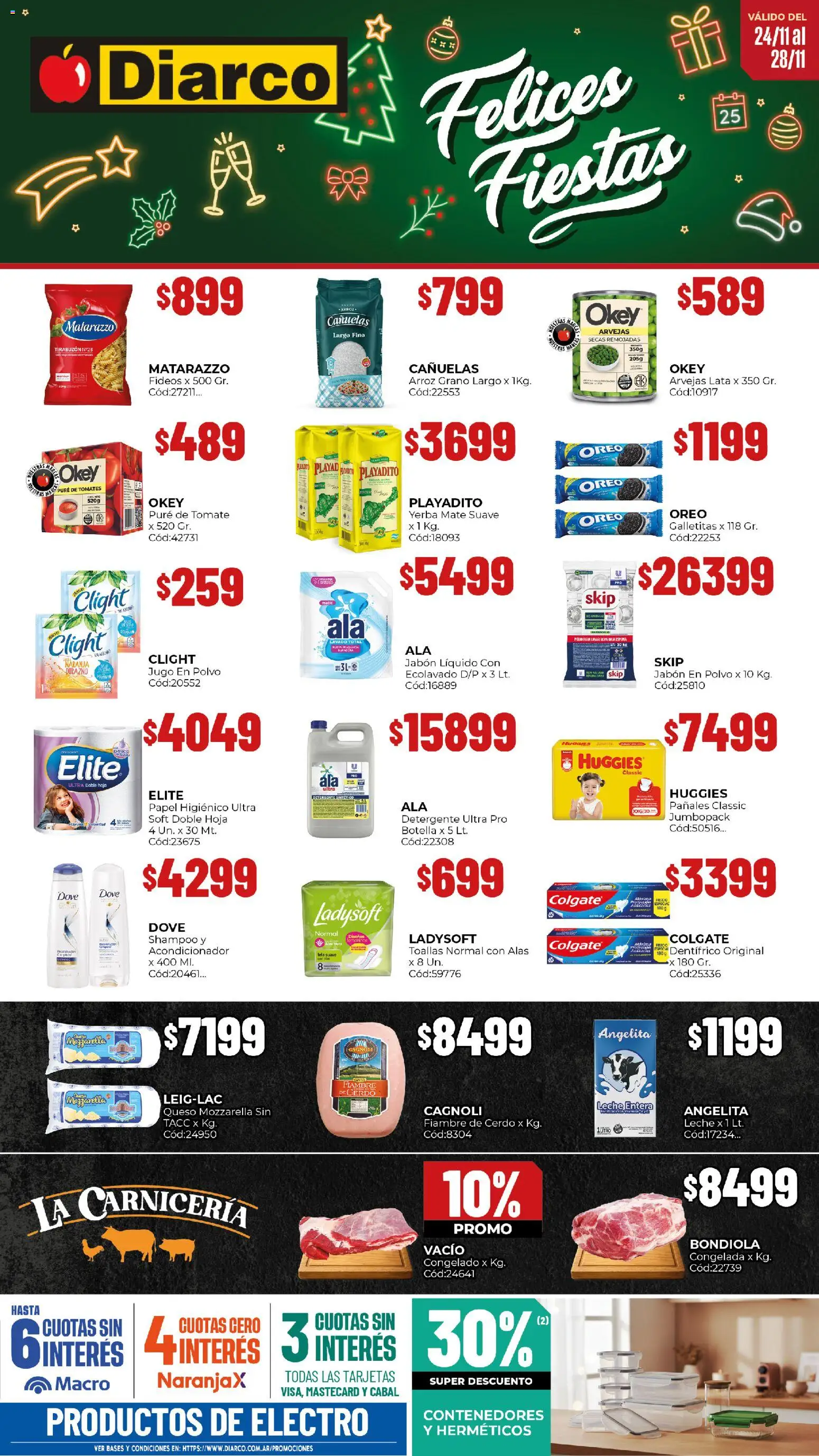 Diarco - Ofertas  │ válido desde el 24.11.2025 | Página: 1 | Productos: Ropa, Jugo, Tomates, Arroz