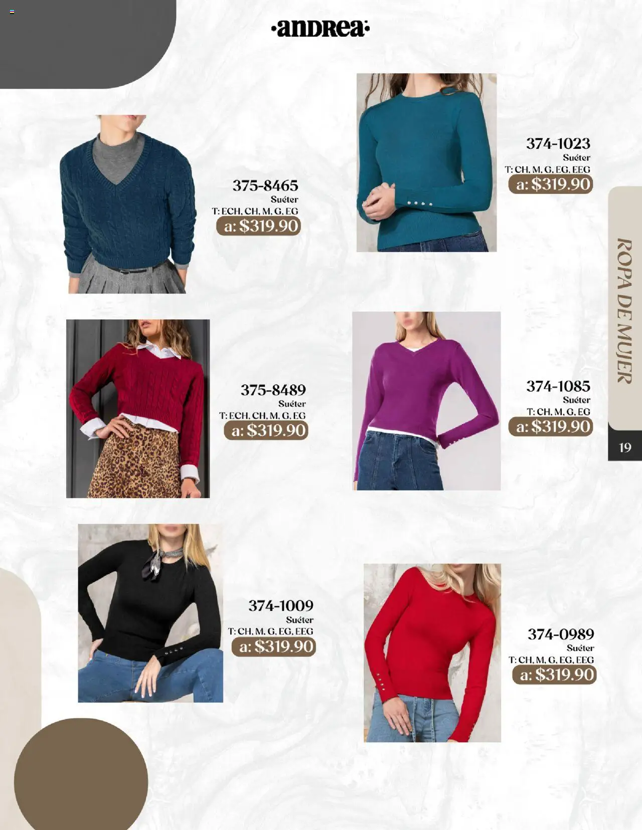 Nuevas ofertas de Andrea válidas en toda la República Mexicana desde el 24.08.2025. ¡Encuentra las mejores ofertas en Andrea - Catálogo Esenciales de Otoño! | Página: 19 | Productos: Suéter, Ropa
