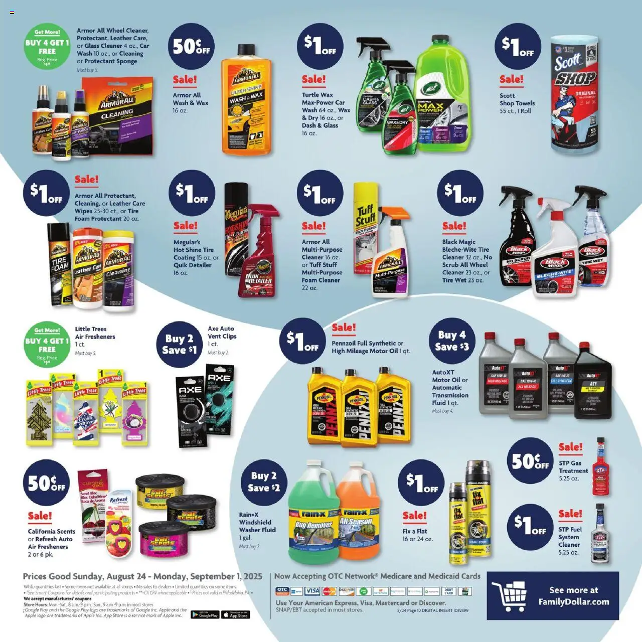 Family Dollar Weekly Ad - valid from 24.08.2025 | Page: 14 | Products: Axe, Oil, Windshield, Motor Oil