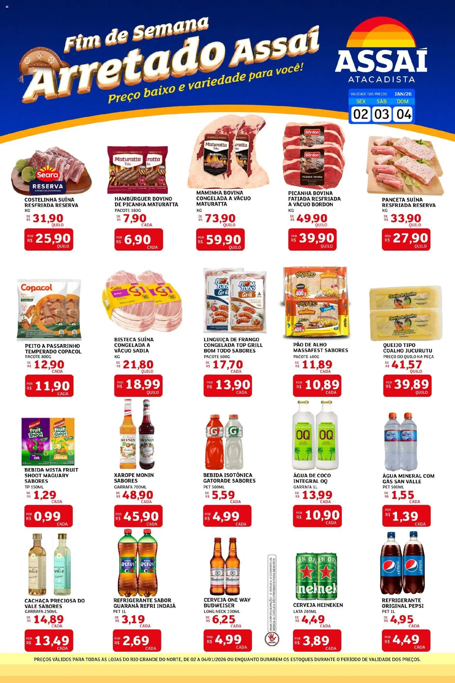 Assaí Atacadista Folheto - válido de 02.01.2026 | Página: 1 | Produtos: Grill, Gatorade, Baixo, Refrigerante