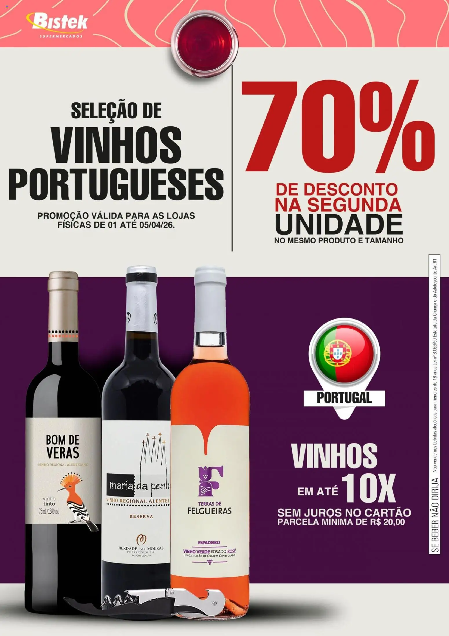 Bistek Supermercados Folheto - válido de 01.04.2026 | Página: 1 | Produtos: Vinho