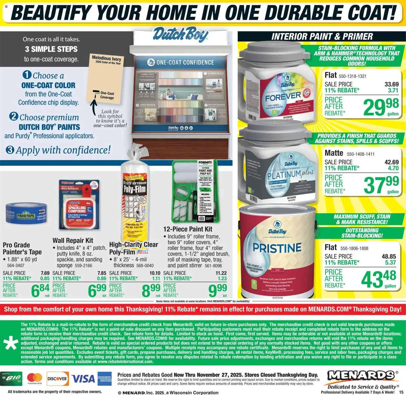 Menards Weekly Ad - valid from 13.11.2025 | Page: 20 | Products: Brush, Coat, Sponge