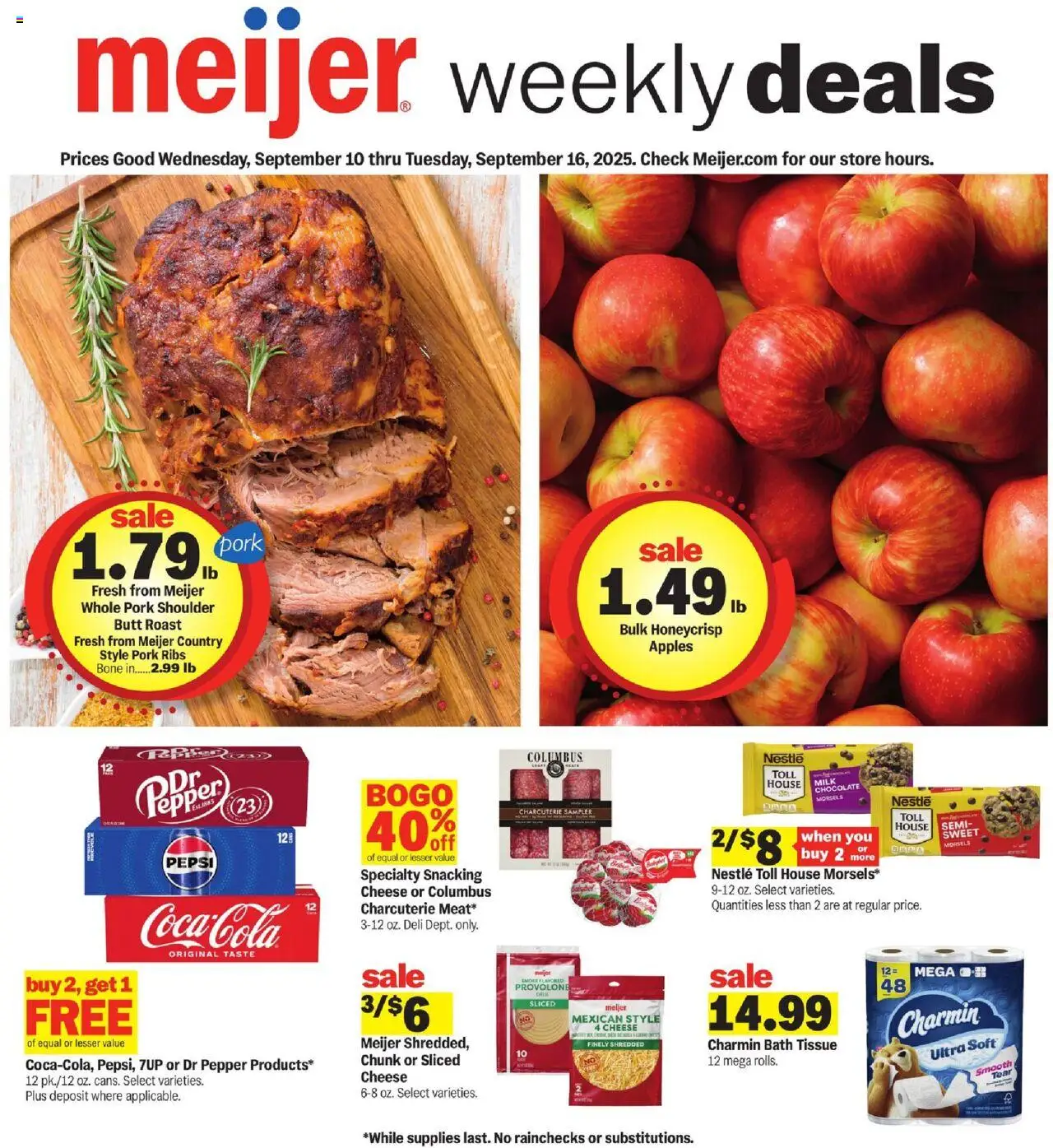 Meijer Weekly Ad - valid from 10.09.2025 | Page: 1 | Products: Milk, Cheese, Apples, Pepper