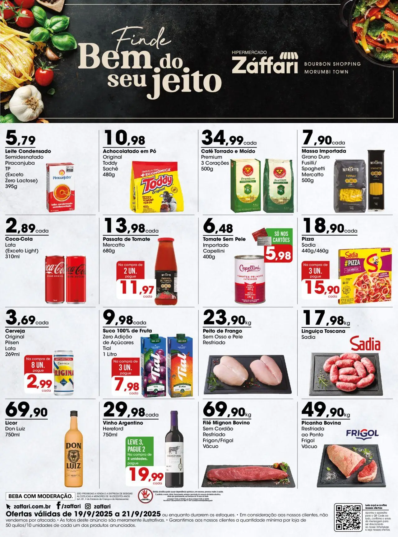 Zaffari Folheto - válido de 19.09.2025 | Página: 1 | Produtos: Linguiça, Café, Bourbon, Cálcio