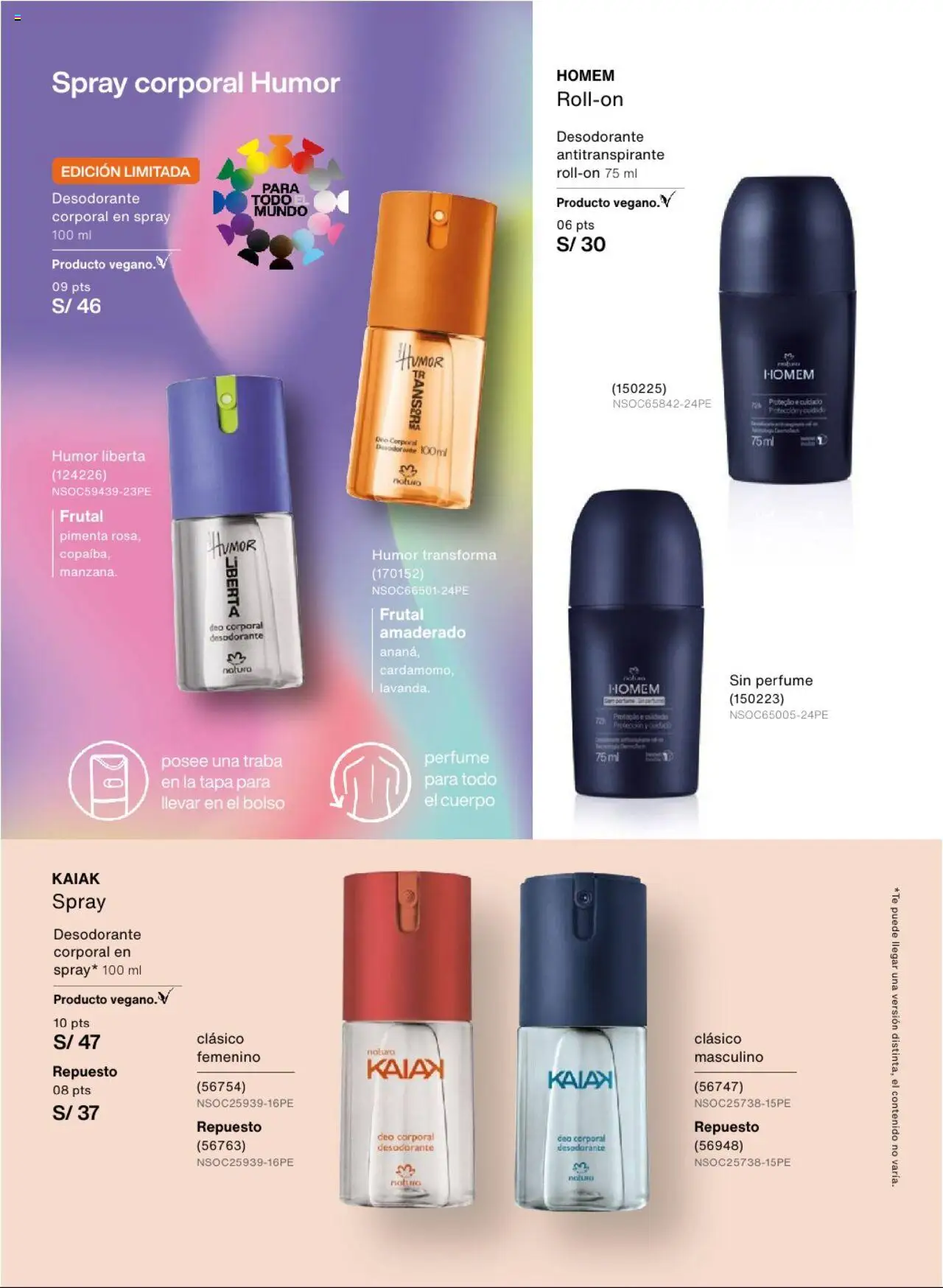 Catálogo Natura válido desde 03.09.2025 | Página: 134 | Productos: Desodorante, Antitranspirante, Bolso, Perfume