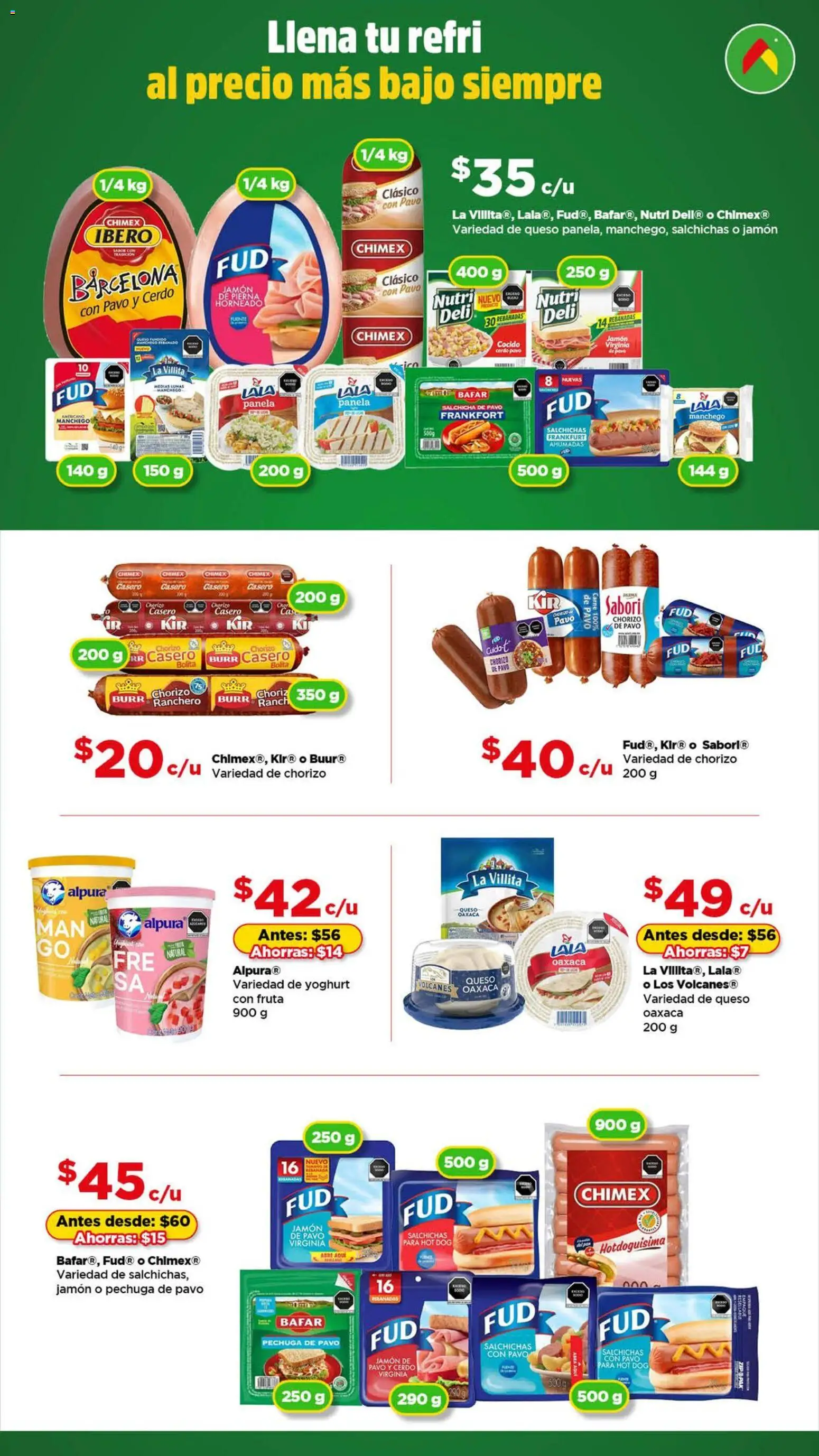 Nuevas ofertas de Bodega Aurrerá válidas en toda la República Mexicana desde el 20.11.2025. ¡Encuentra las mejores ofertas en Bodega Aurrerá folleto Aquí Si te alcanza! | Página: 4 | Productos: Queso, Jamón, Cerdo, Chorizo