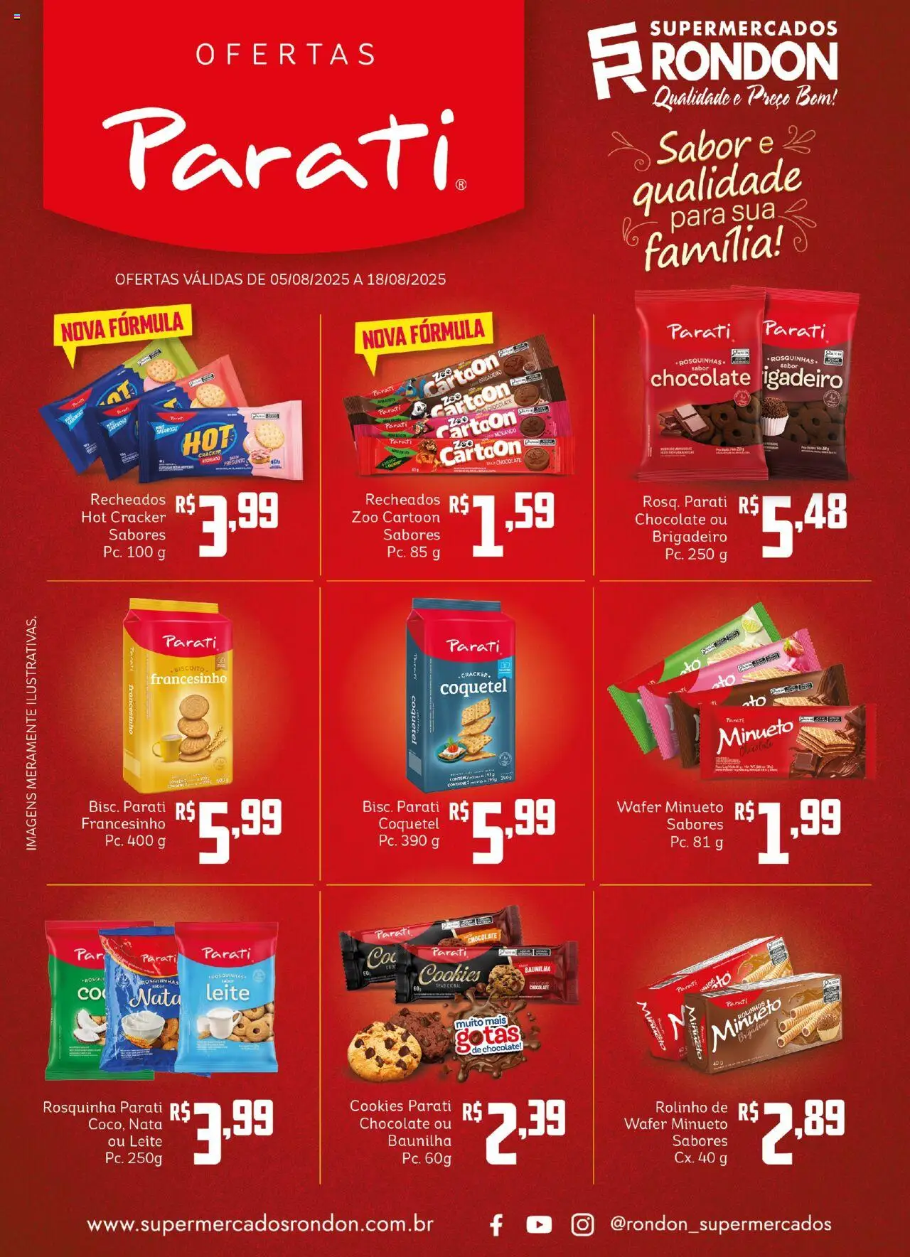 Supermercados Rondon Folheto - válido de 05.08.2025 | Página: 2 | Produtos: Biscoito, Leite, Chocolate, Rosquinha