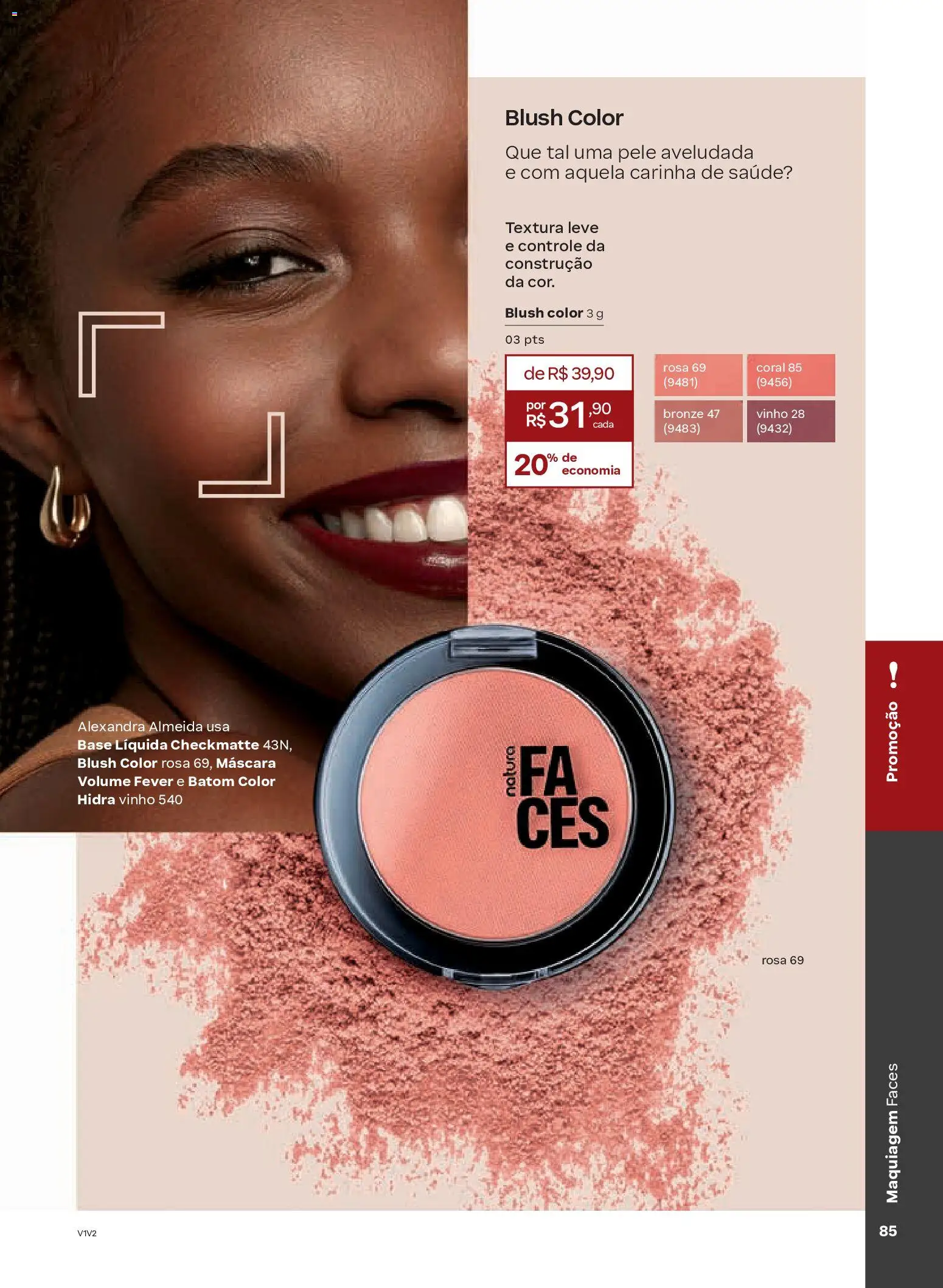 Natura Folheto - válido de 04.02.2026 | Página: 85 | Produtos: Maquiagem, Blush, Batom, Vinho