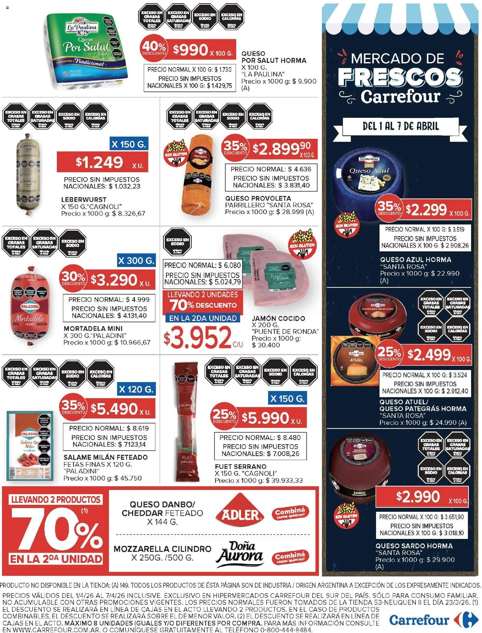 Carrefour ofertas │ válido desde el 01.04.2026 | Página: 17 | Productos: Caso, Queso, Jamón, Salame